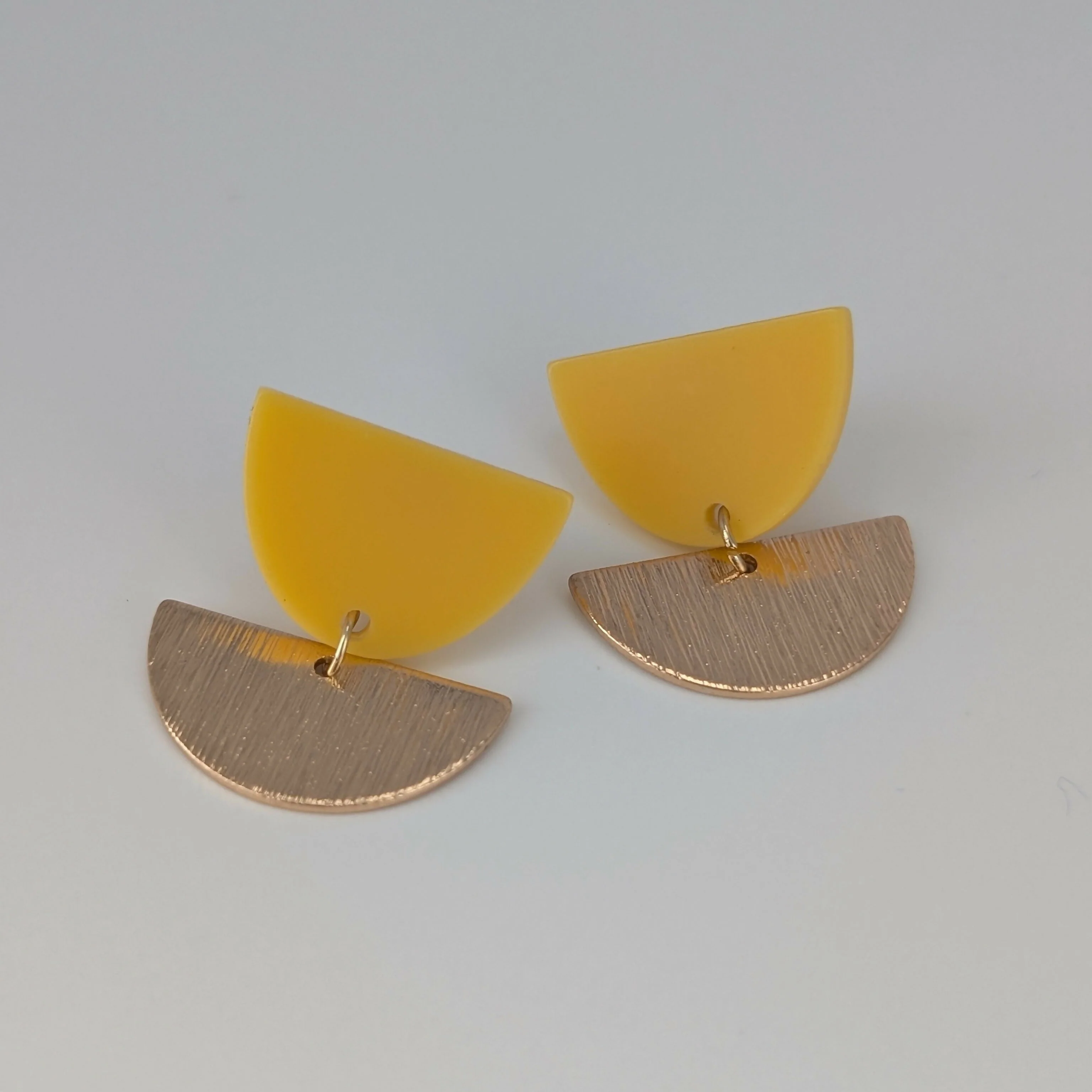 Sunny Yellow Tulip Geometric Earrings in Gold or Silver - Image 4