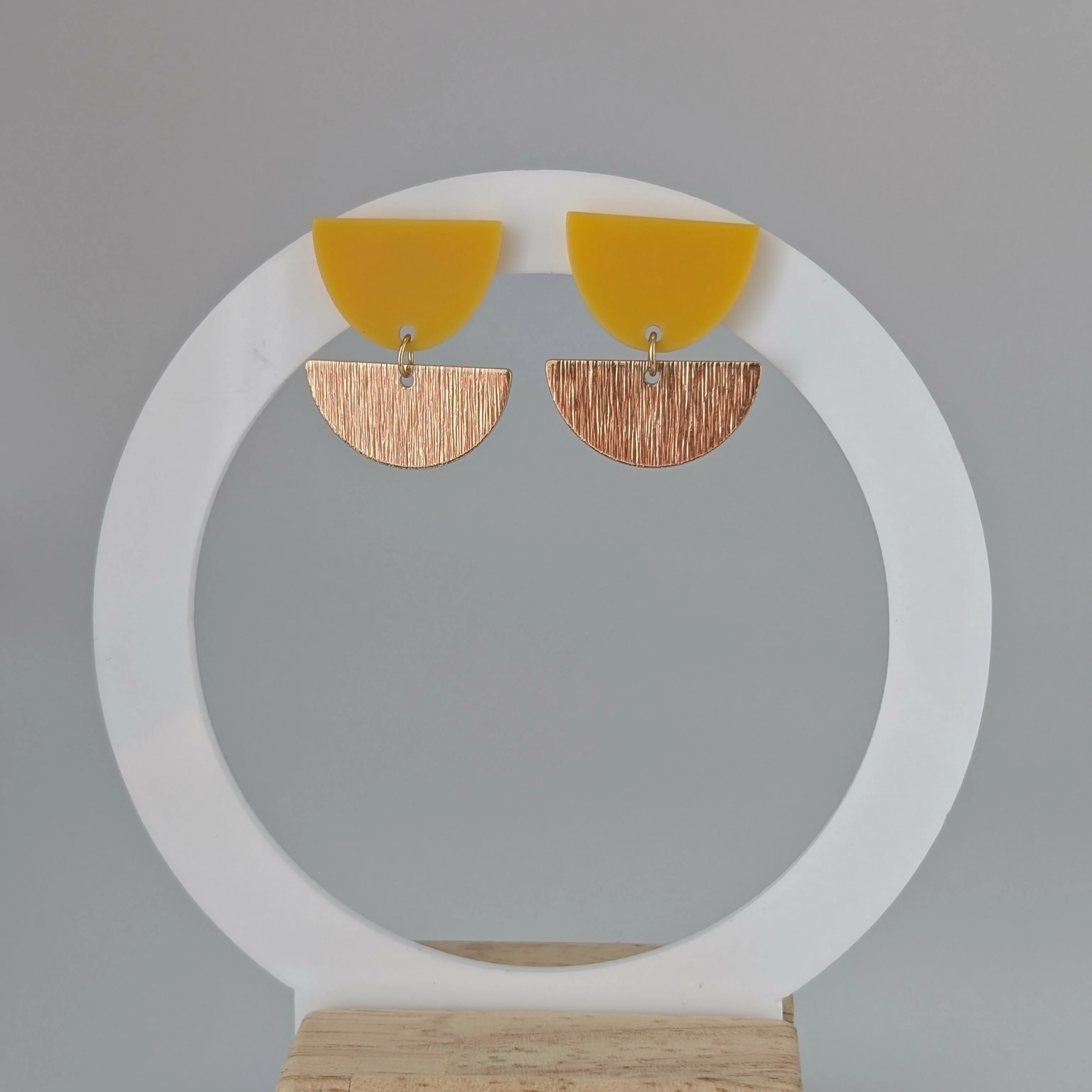 Sunny Yellow Tulip Geometric Earrings in Gold or Silver - Image 5