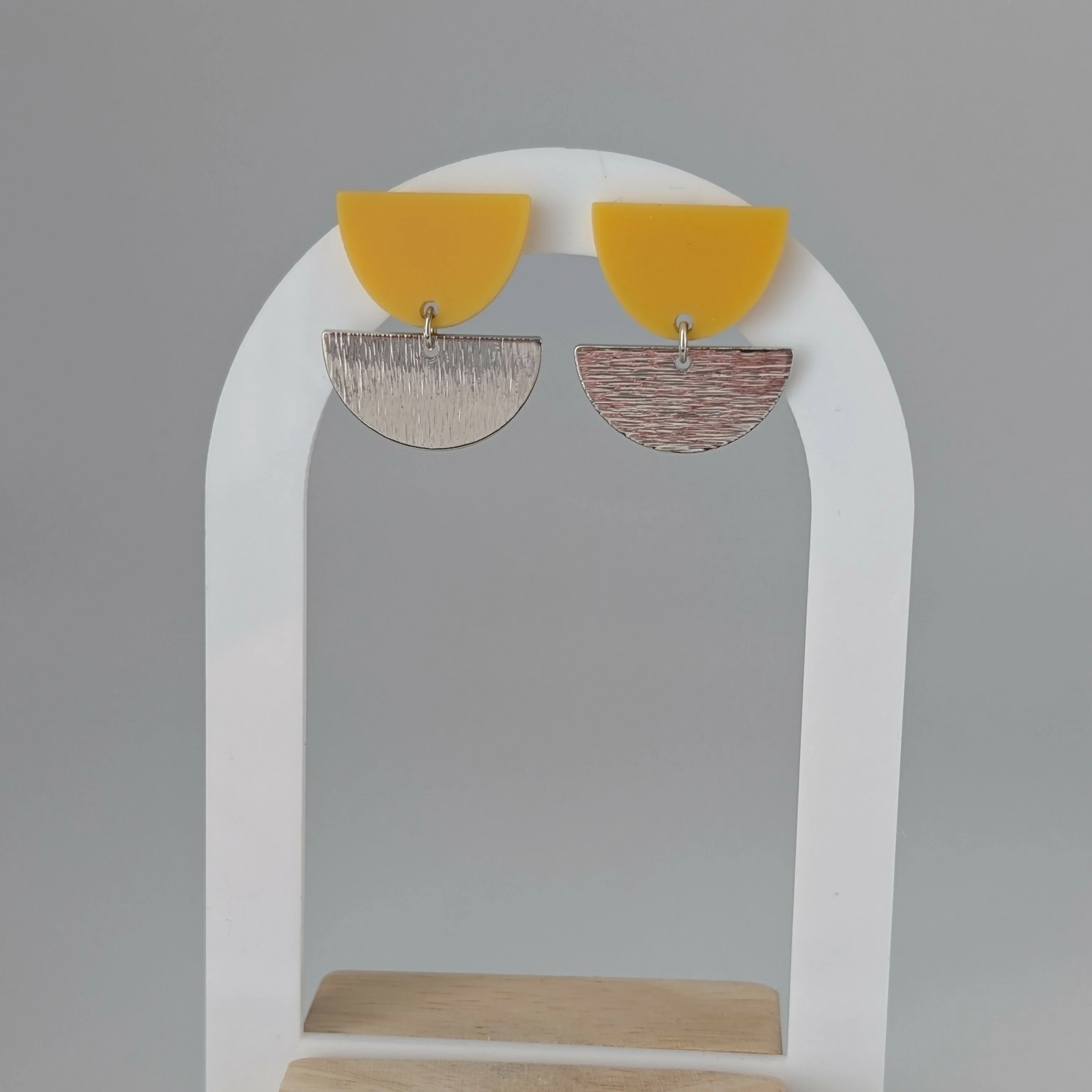Sunny Yellow Tulip Geometric Earrings in Gold or Silver - Image 6