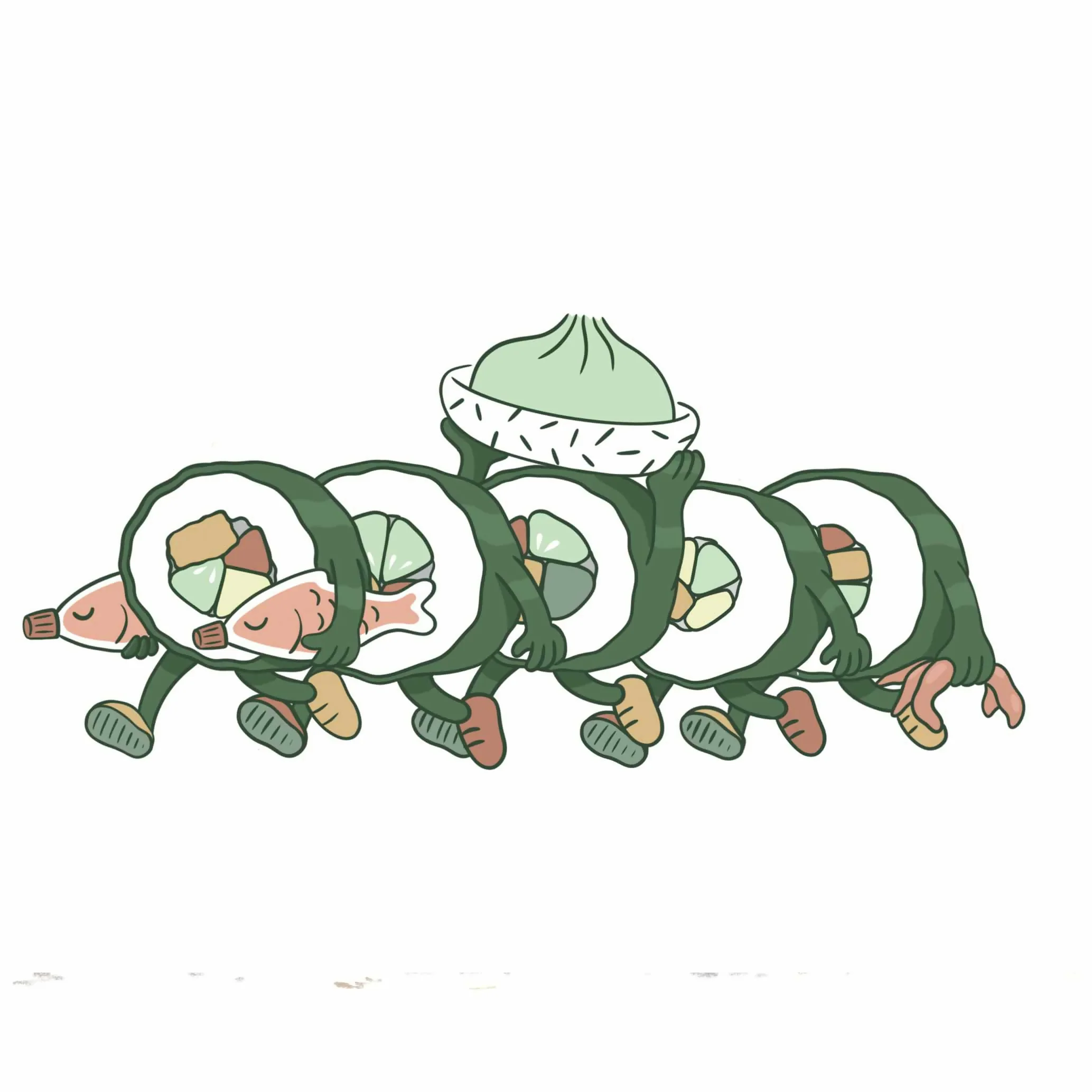 Sushi Parade - Illustrated, whimsical 15oz Mug - Image 2