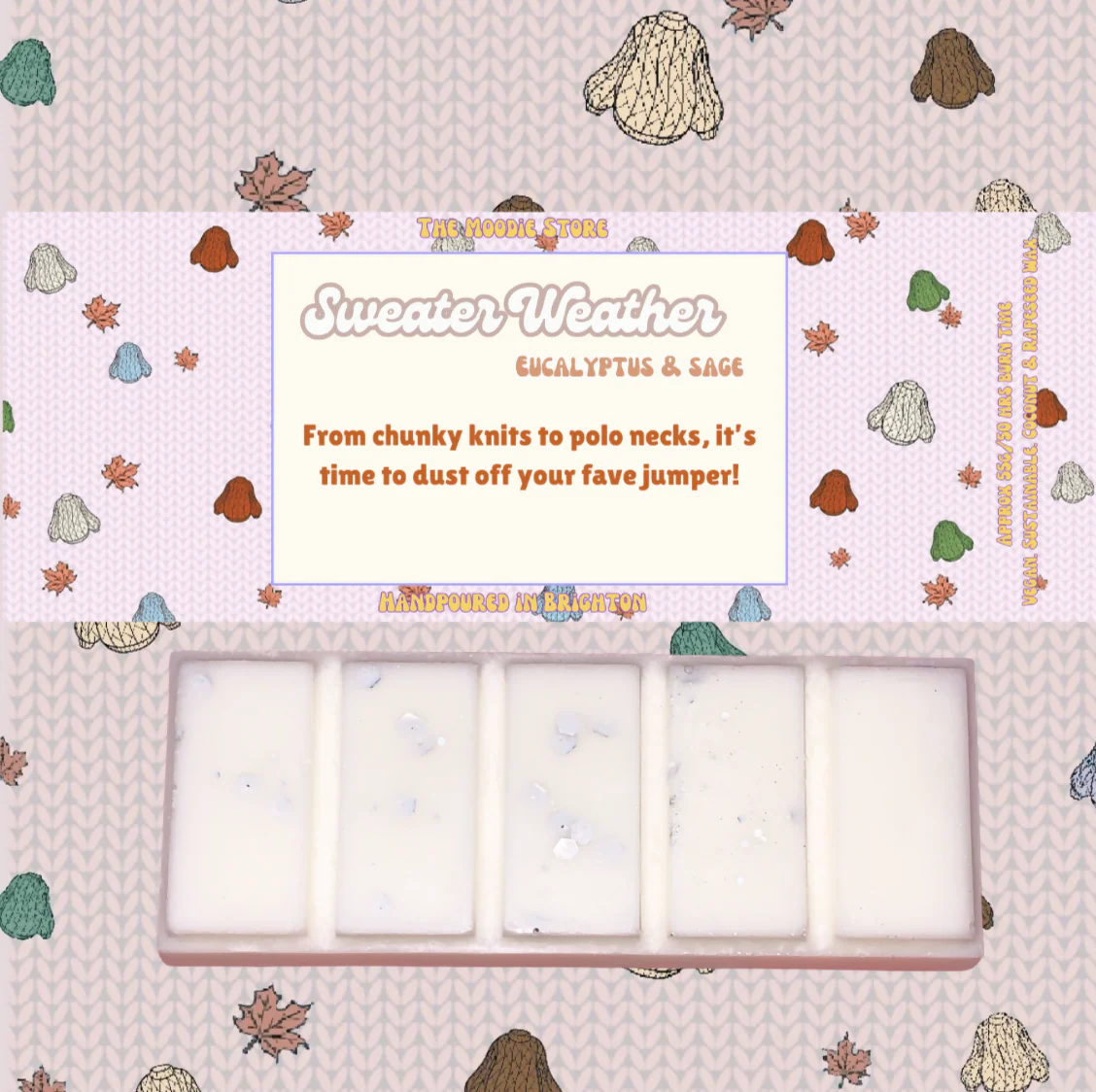 Sweater Weather - Sage & Eucalyptus Fragranced Vegan Wax Melt Snap Bar