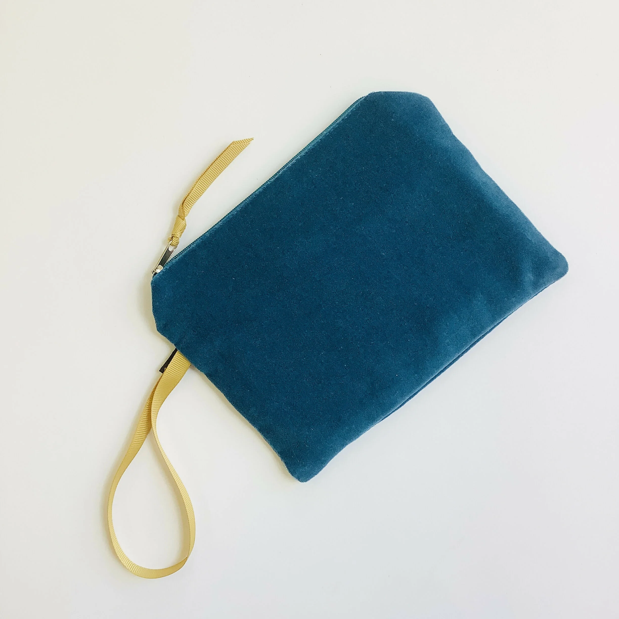 Teal Hummingbirds Velvet Zip-Up Pouch with Wrist Strap - Image 2