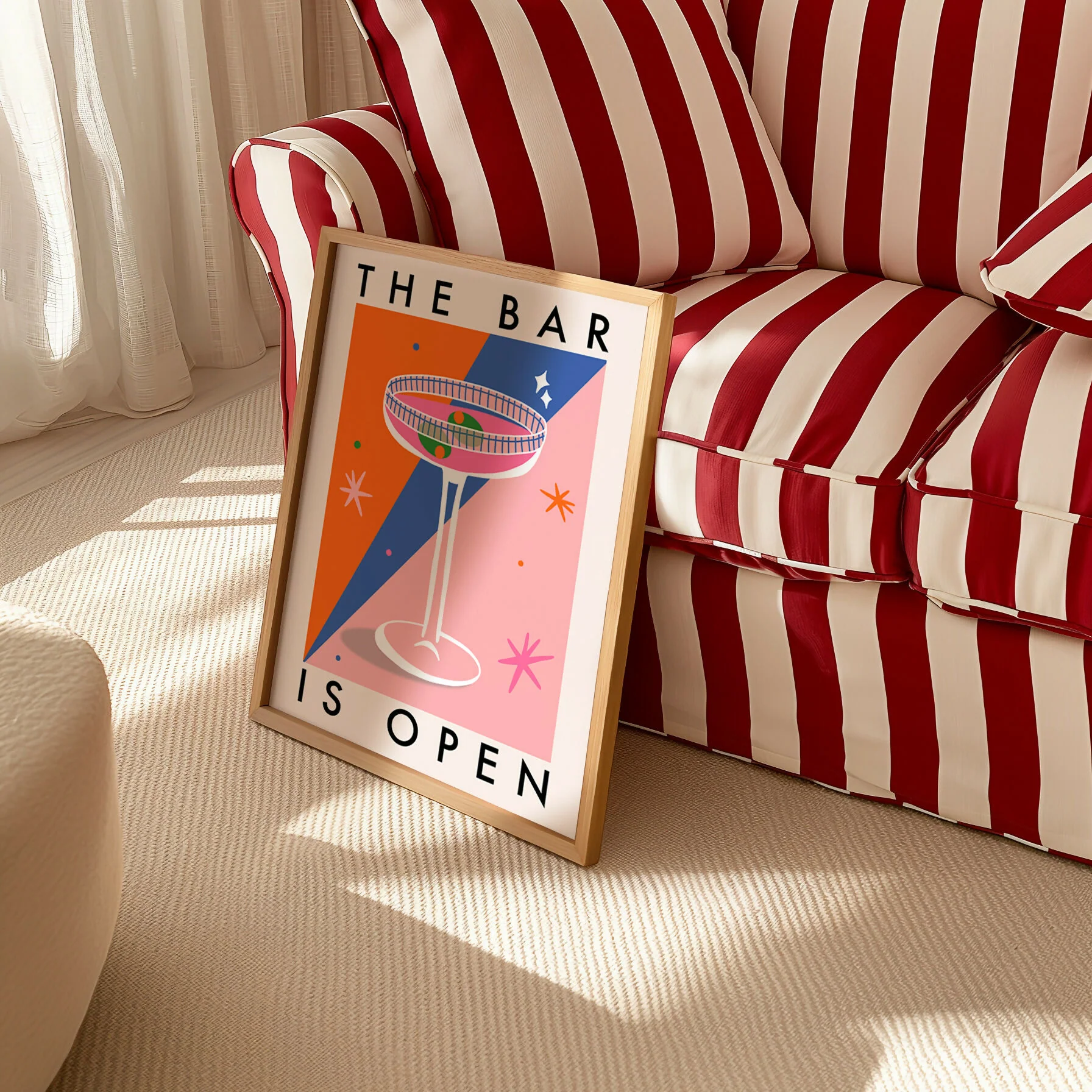 The Bar is Open – Colourful Cocktail Print - Image 3