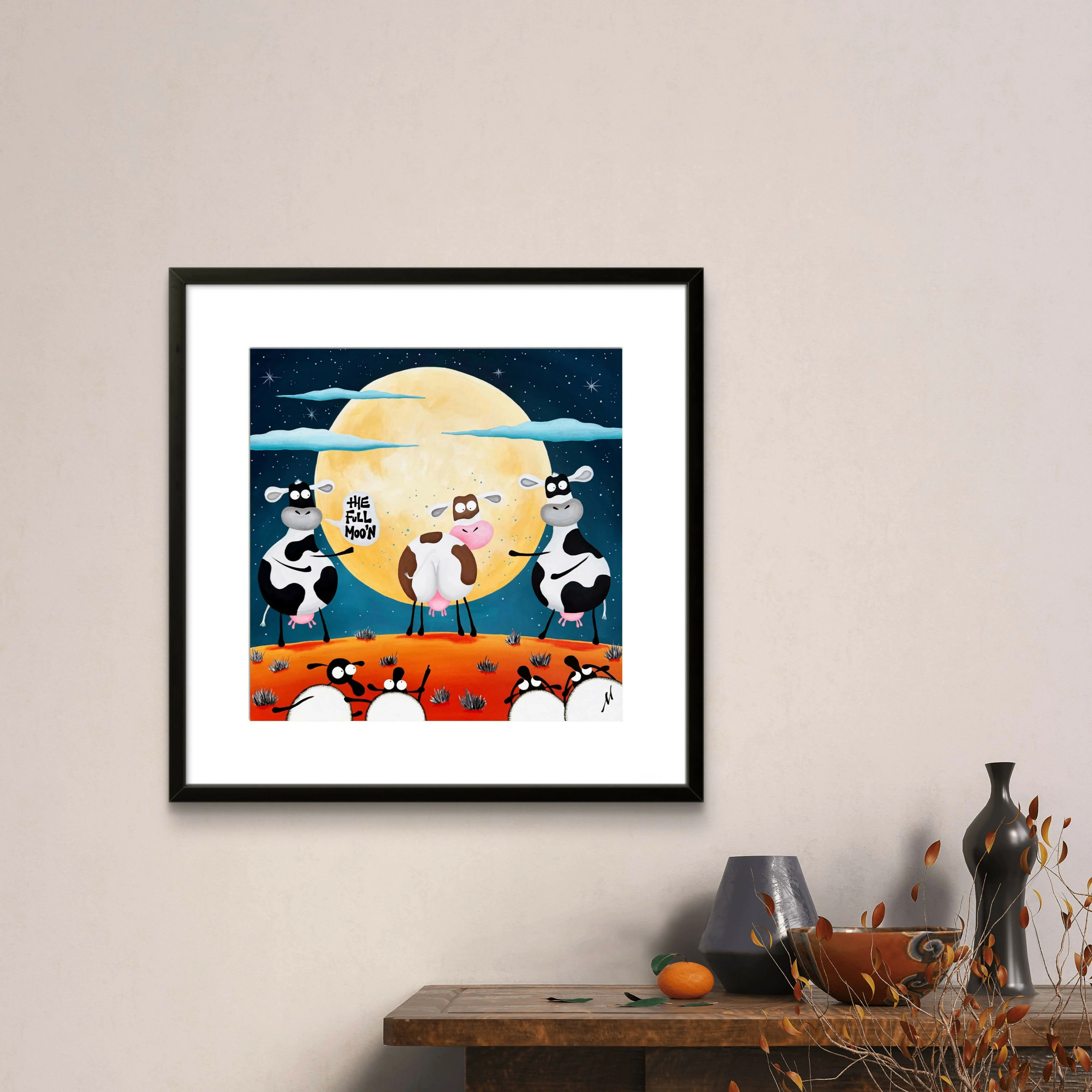 The Full Moo’n - 16” Framed Limited Edition Print - Image 2