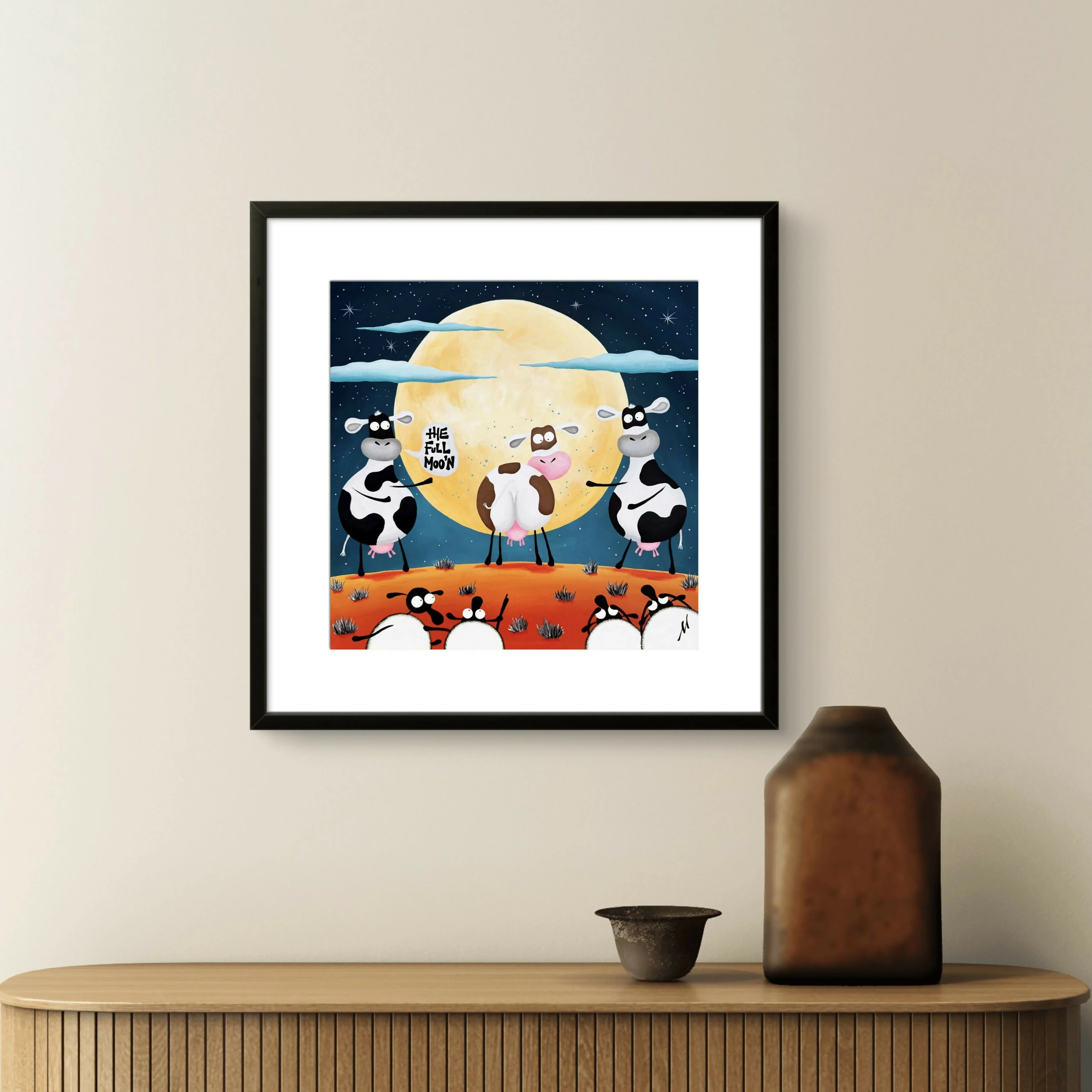 The Full Moo’n - 16” Framed Limited Edition Print - Image 4