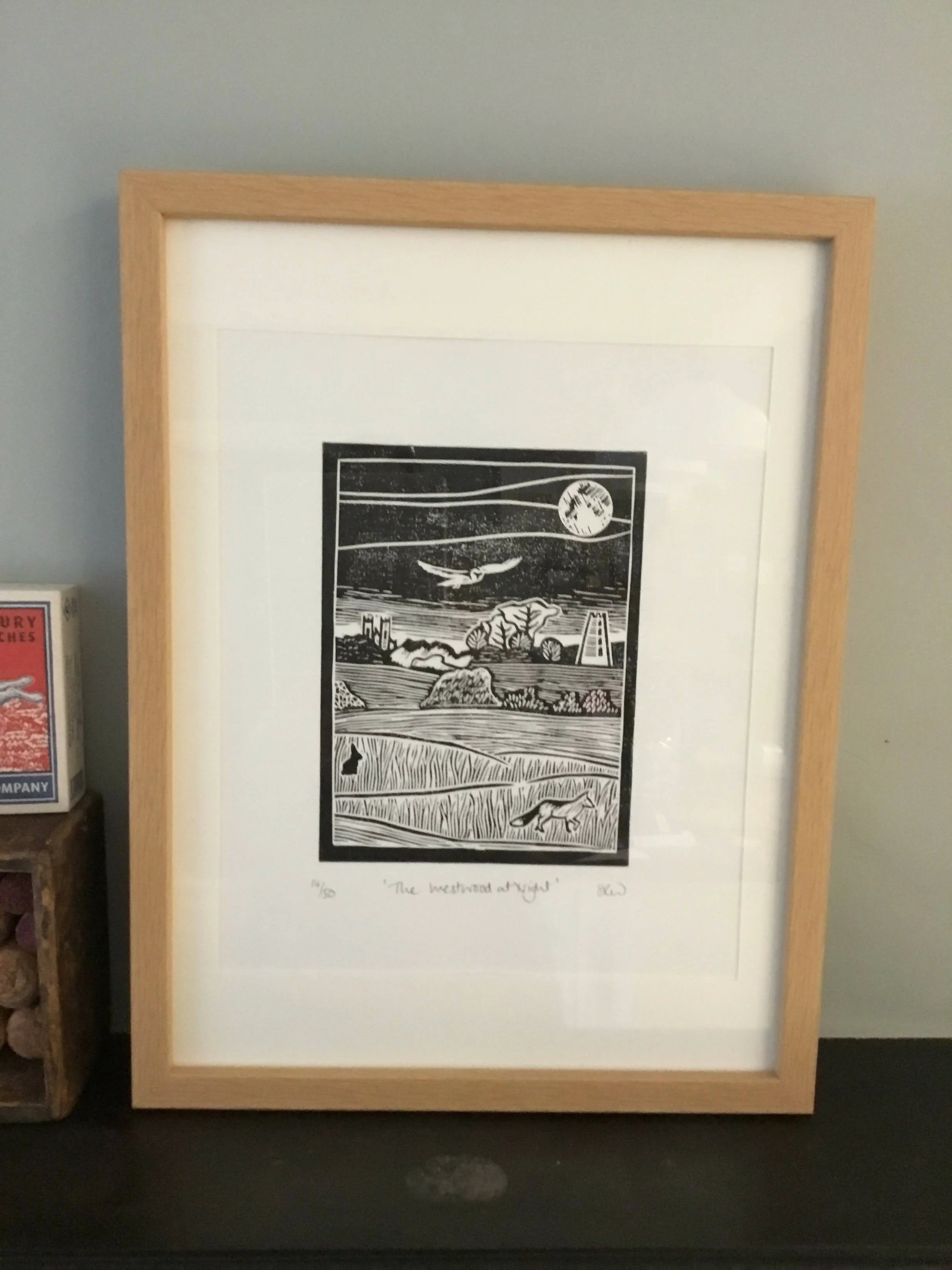 The Westwood at Night Framed Lino Cut Print - Image 10
