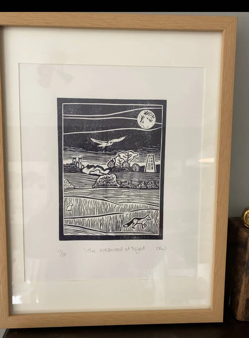 The Westwood at Night Framed Lino Cut Print - Image 11