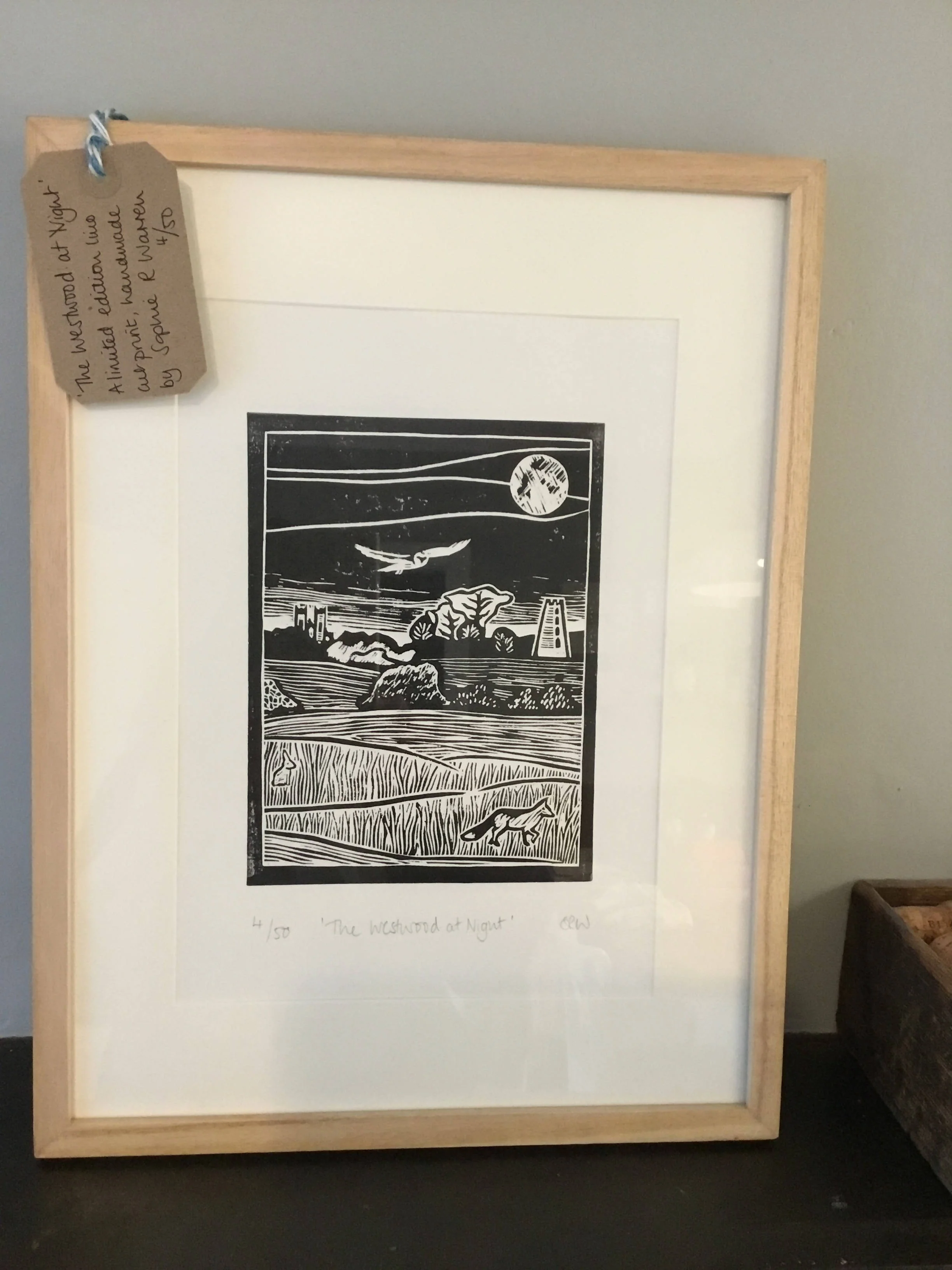 The Westwood at Night Framed Lino Cut Print - Image 4