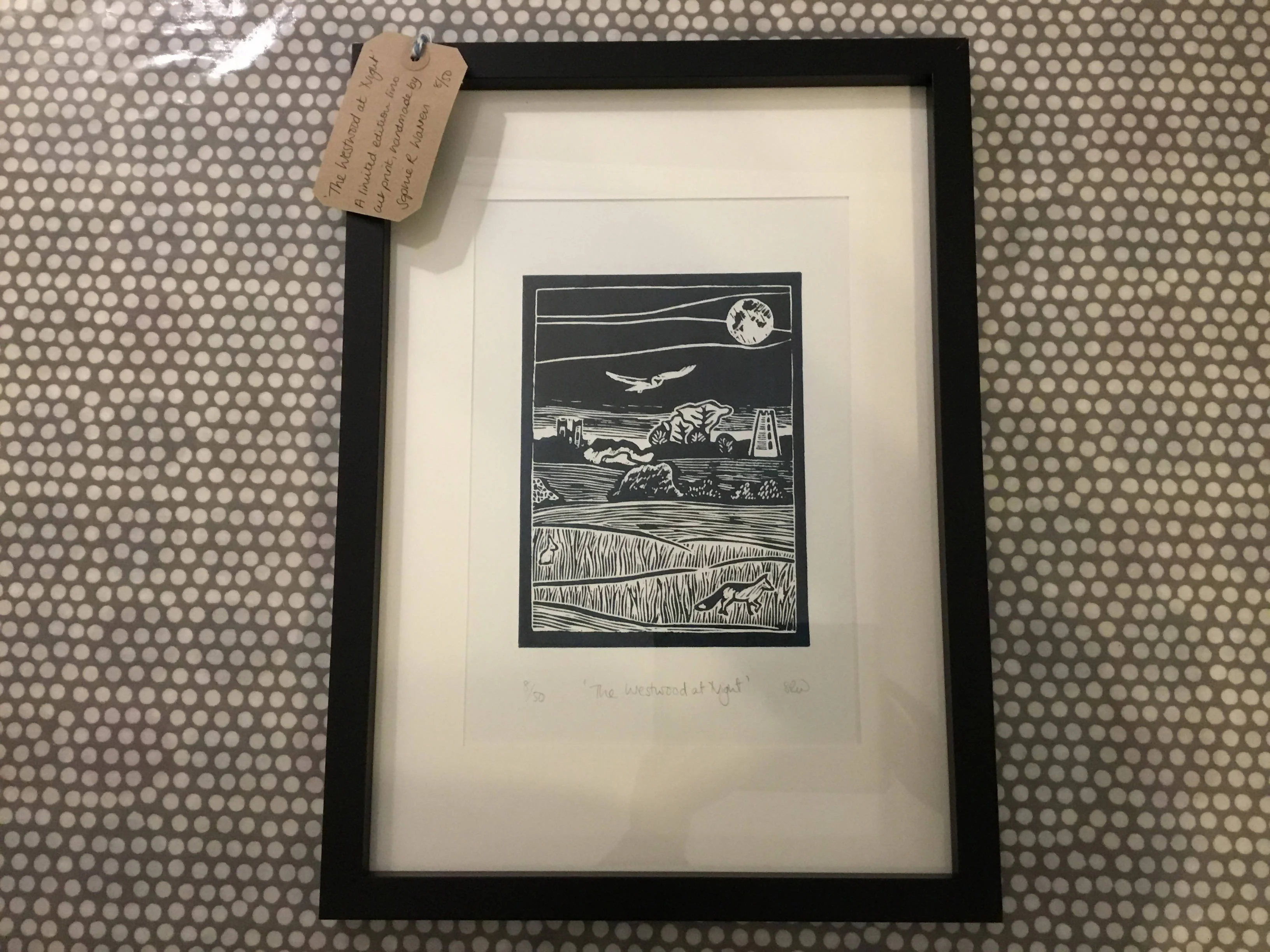 The Westwood at Night Framed Lino Cut Print - Image 6