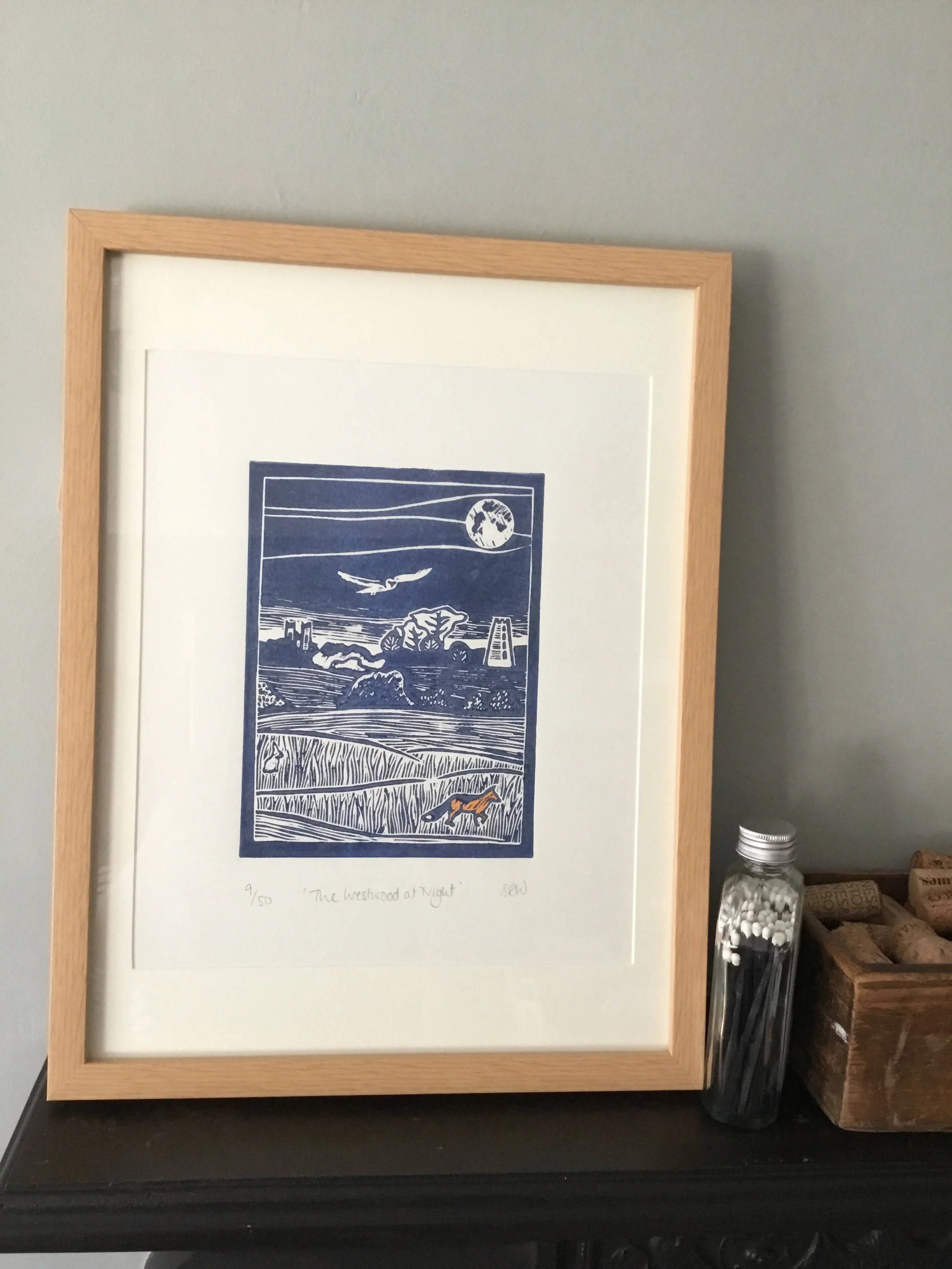 The Westwood at Night Framed Lino Cut Print - Image 7
