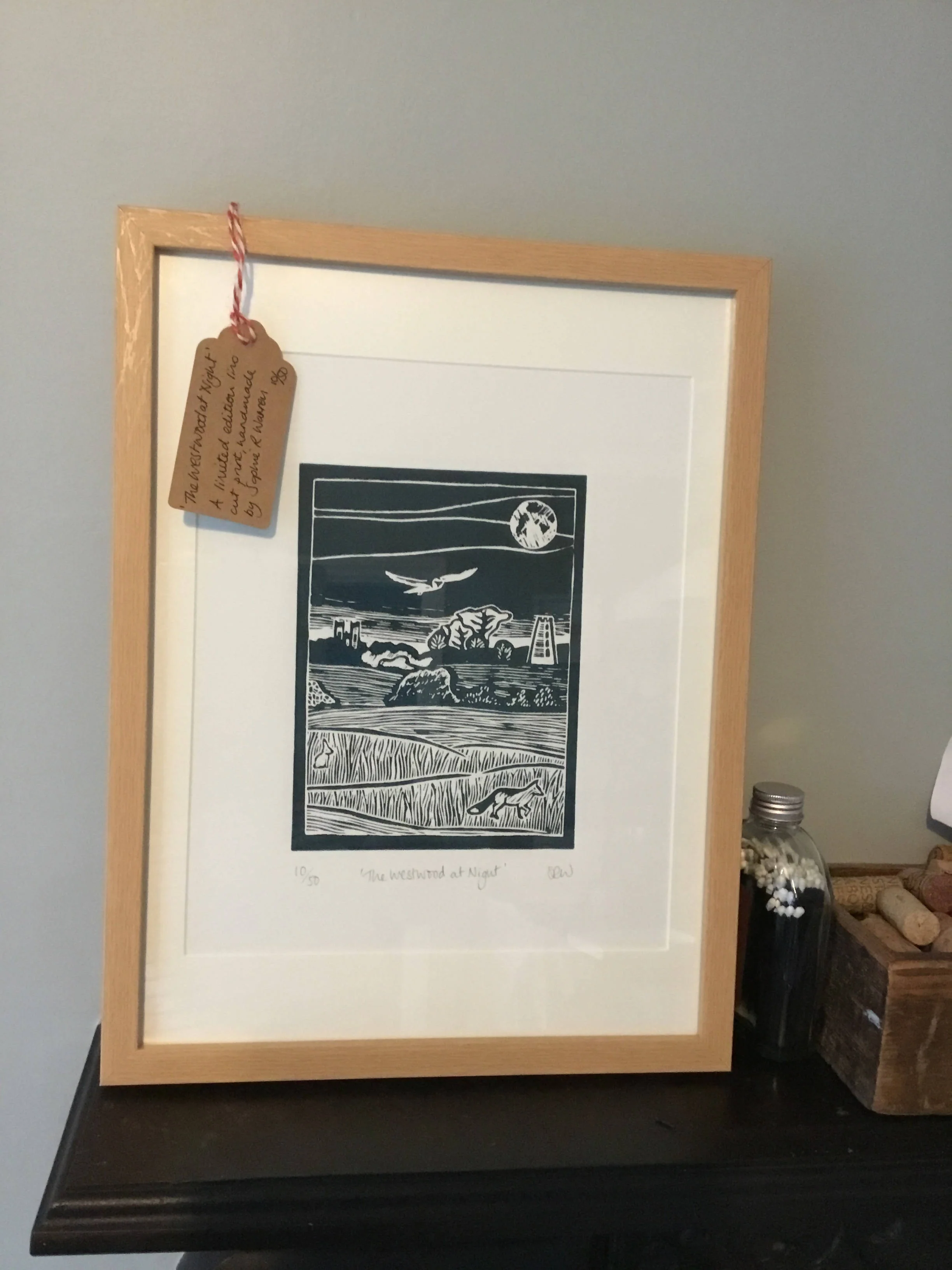 The Westwood at Night Framed Lino Cut Print - Image 8