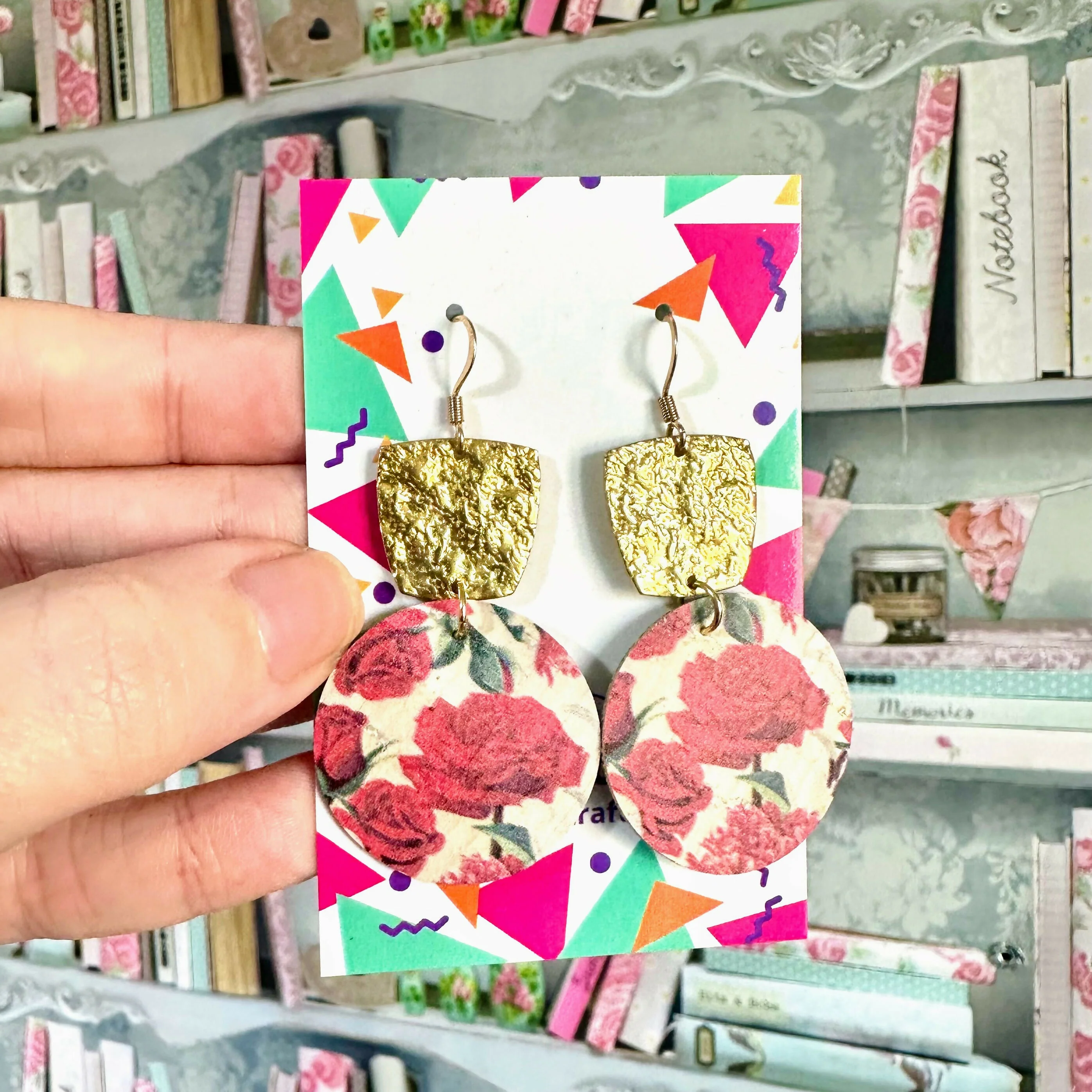 Tiered Printed Cork Round Earrings - Image 4