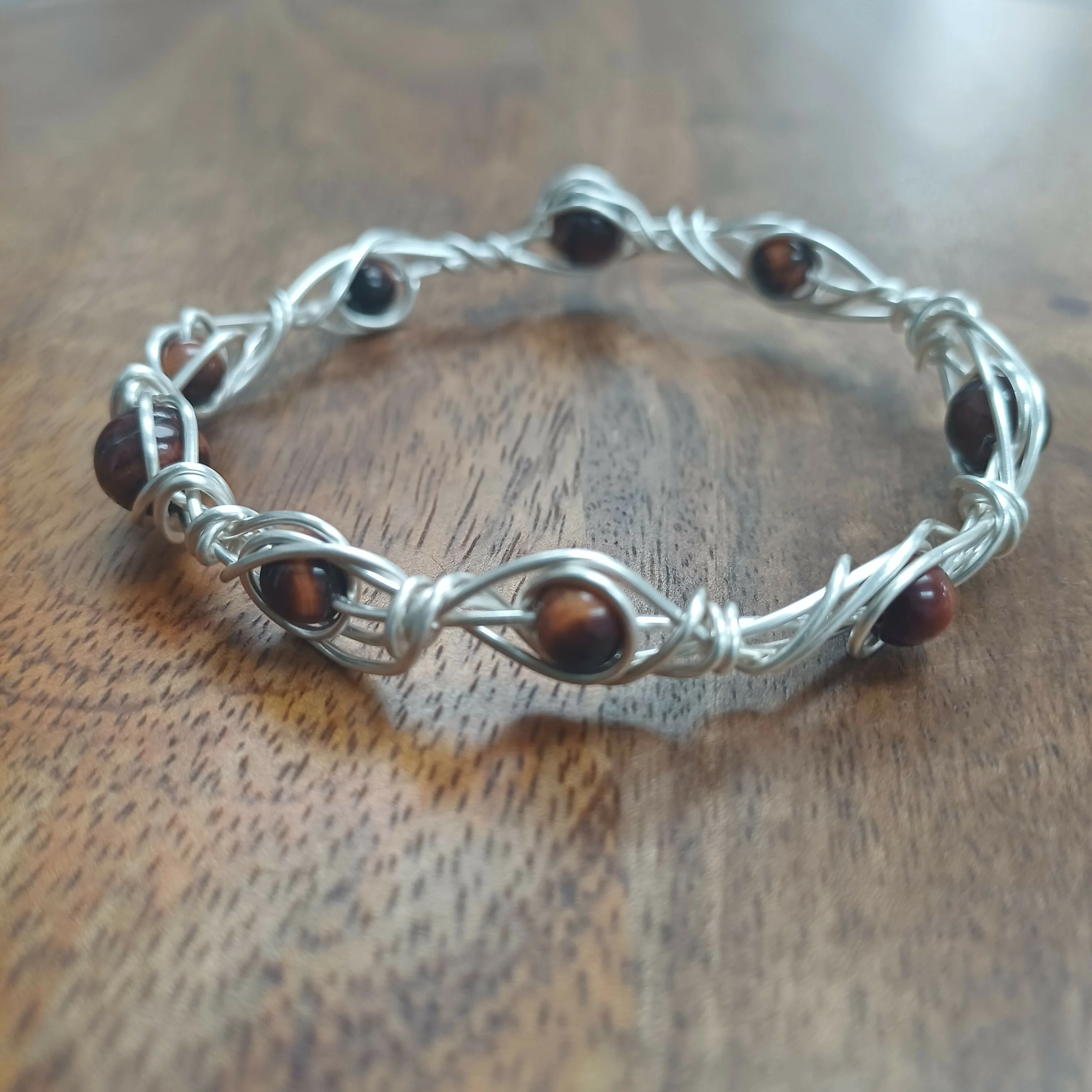 Tigers Eye Wire Wrapped Bracelet