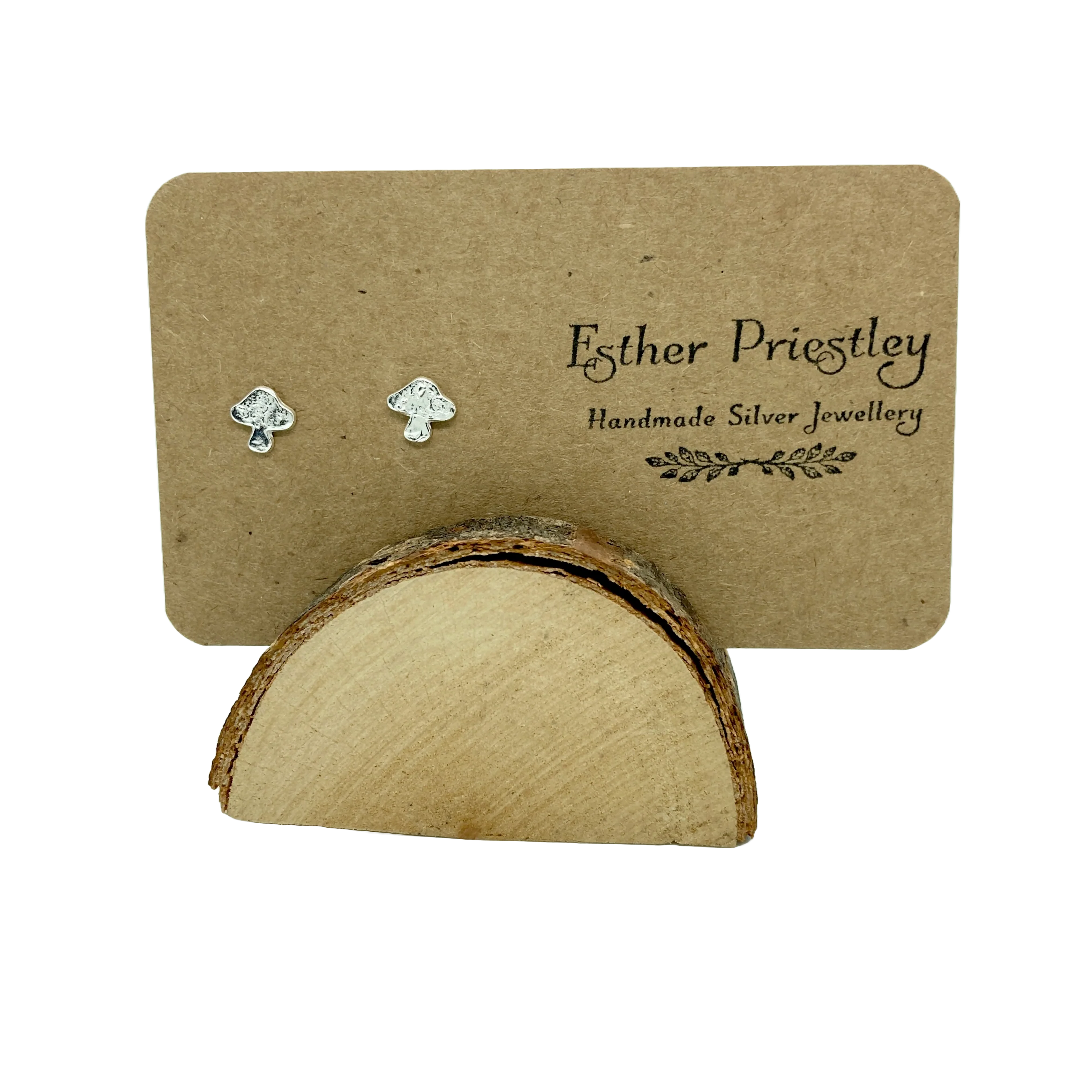 Tiny Silver Toadstool Earrings - Image 2