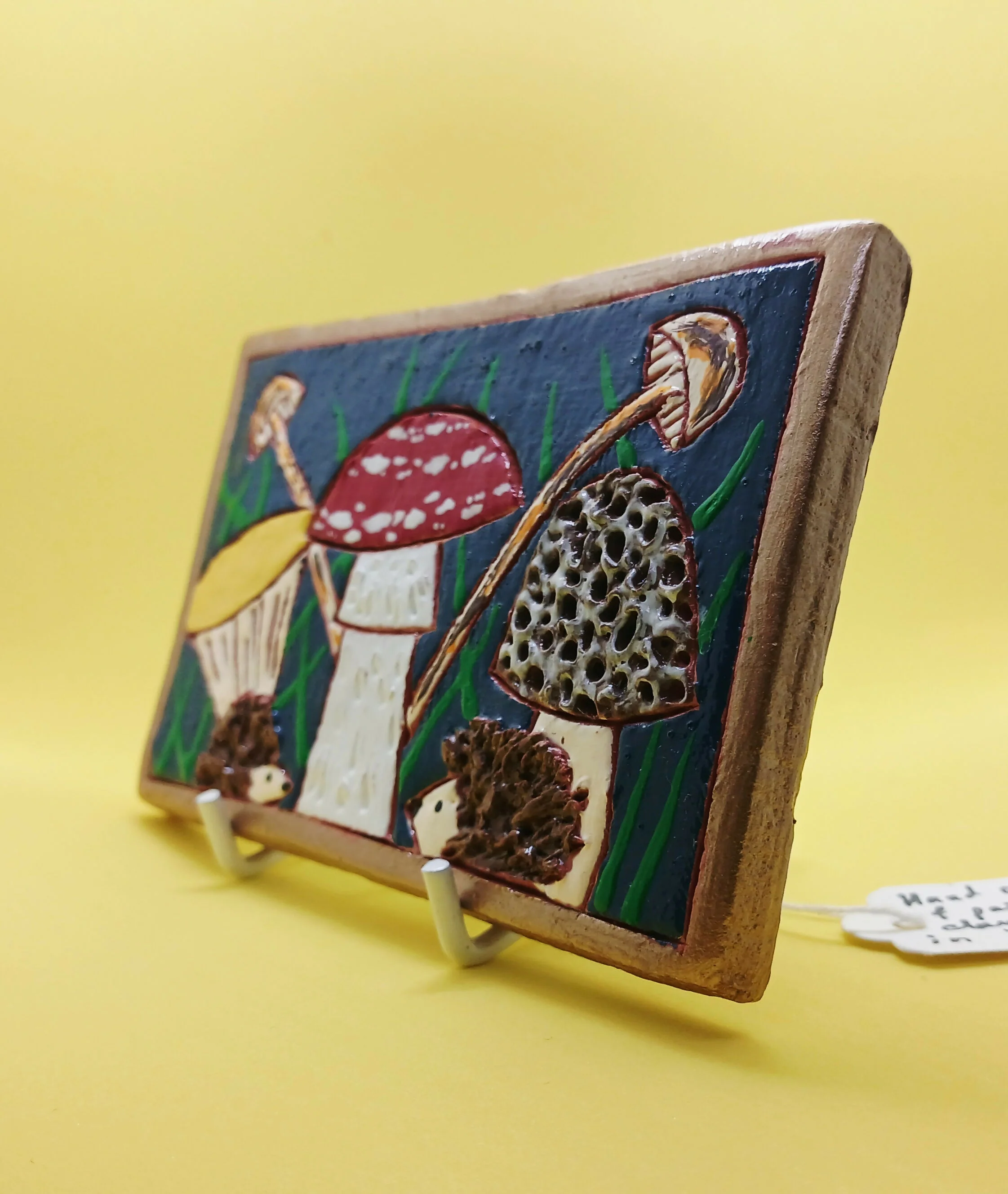 Toadstool and Hedgehog Clay Tile - Image 3