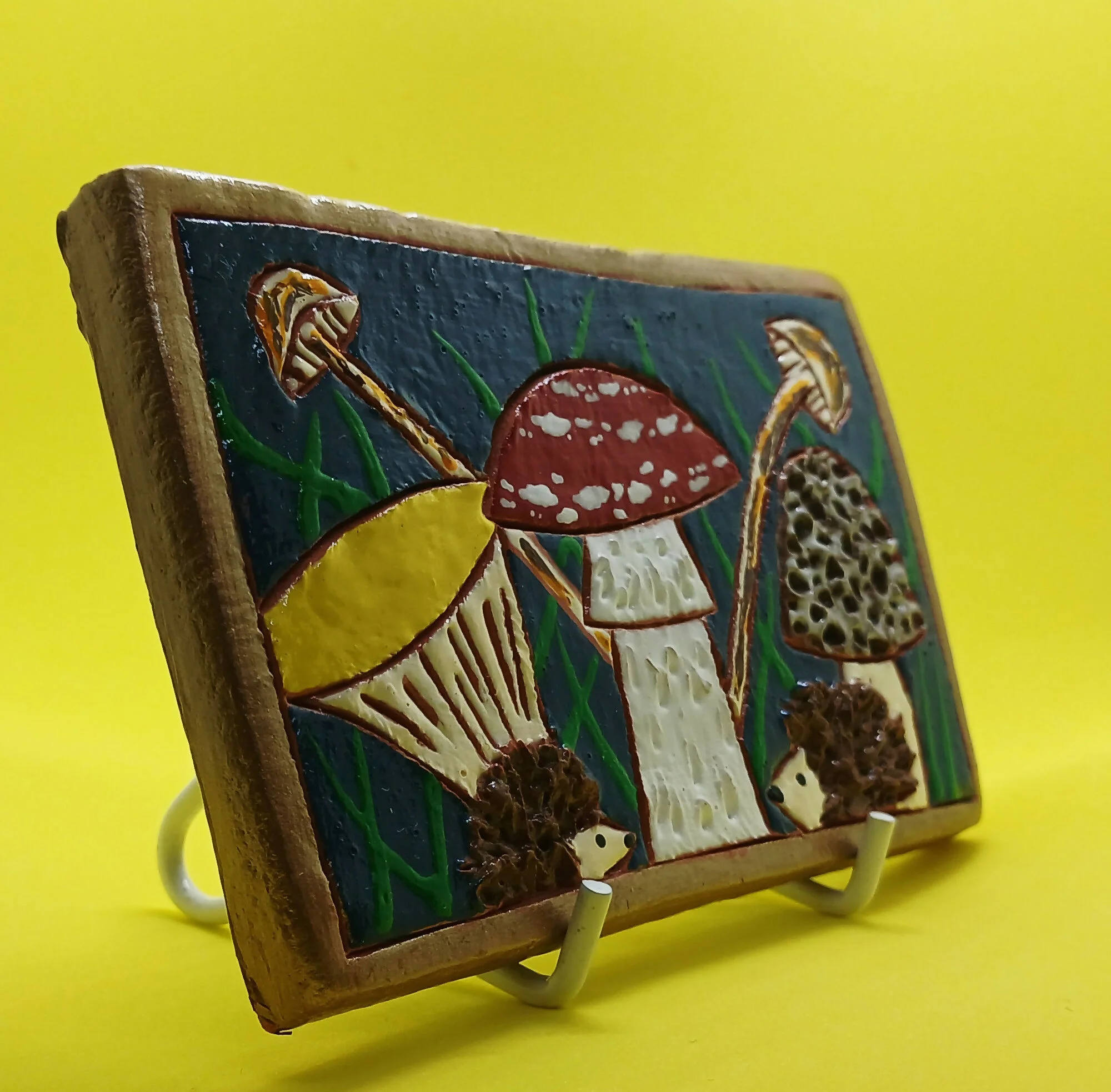 Toadstool and Hedgehog Clay Tile - Image 4