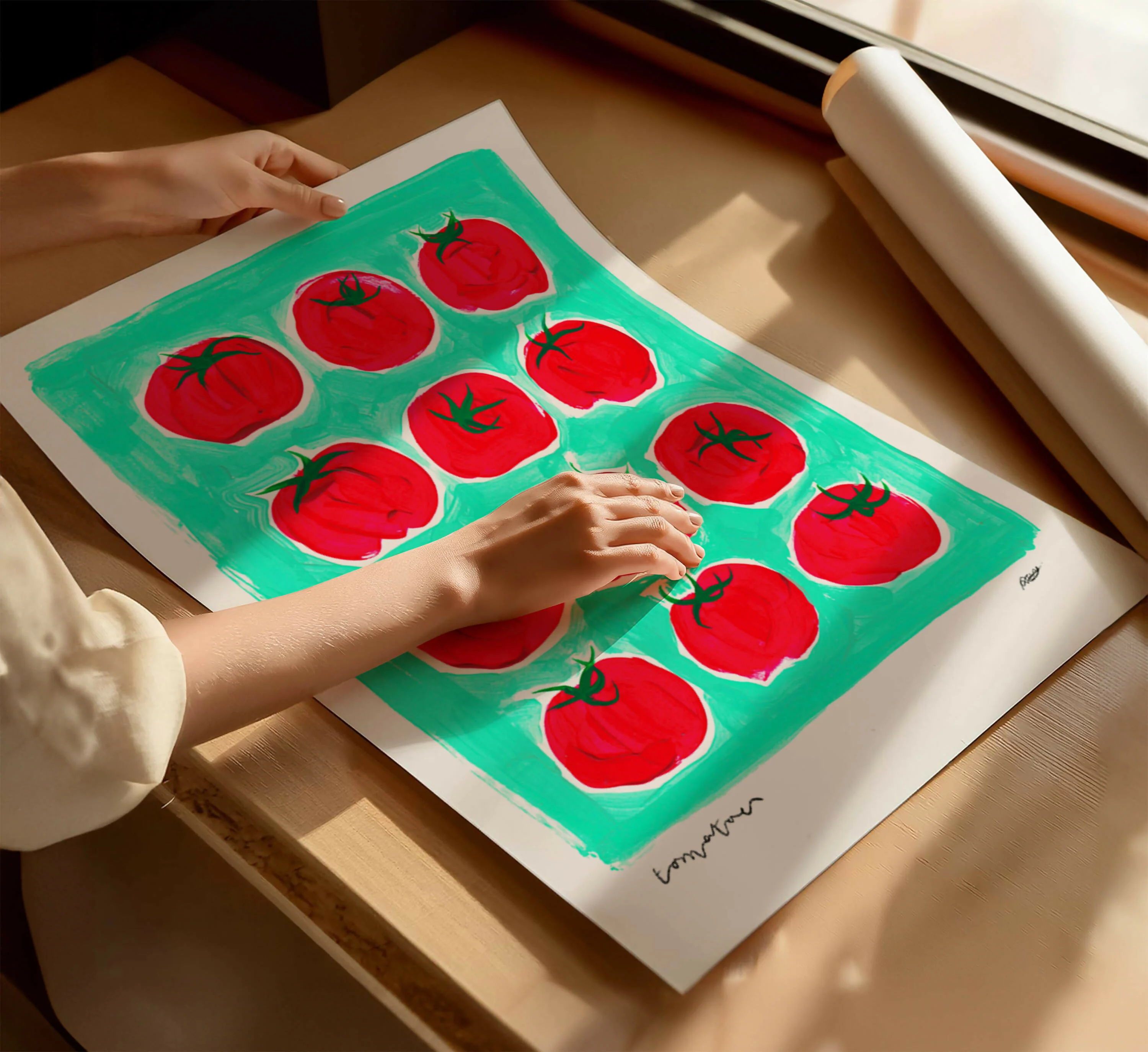 Tomatoes Hand Painted Art Print - Image 3