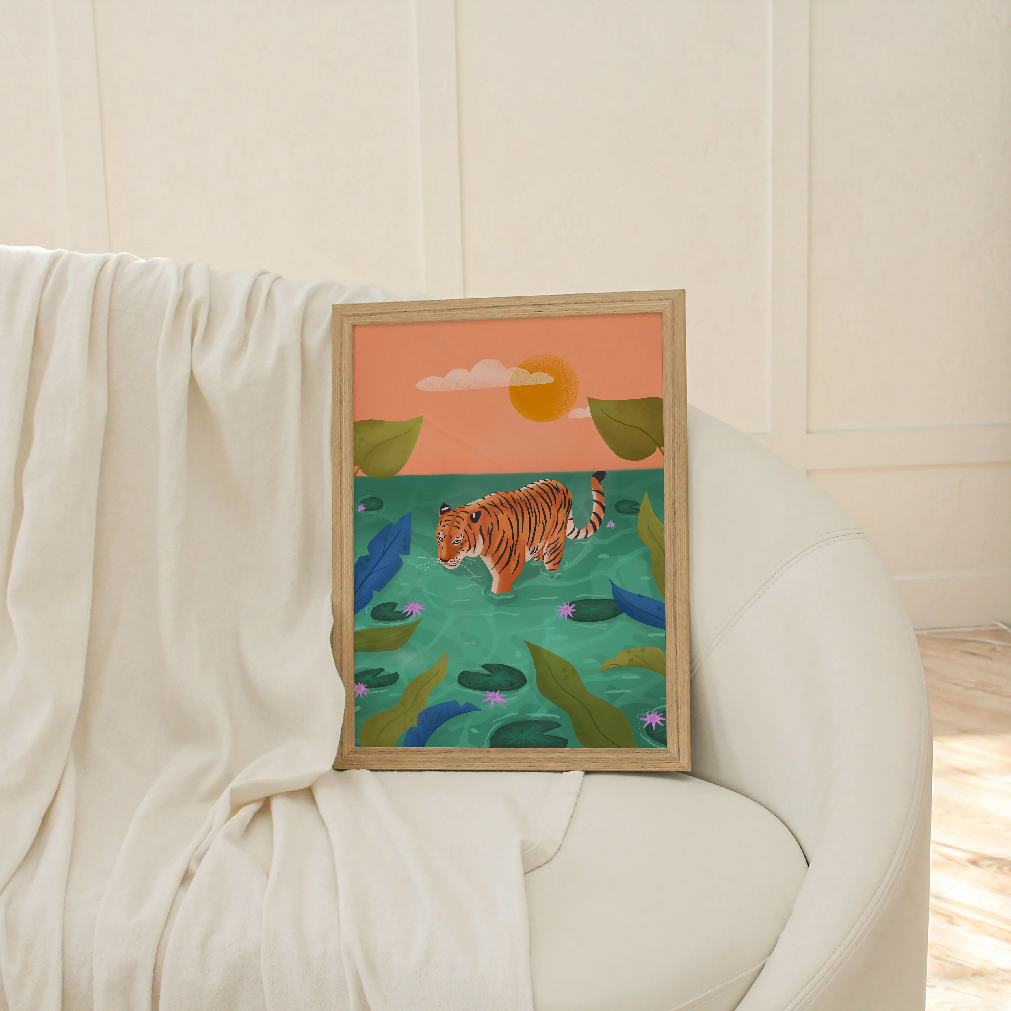 Tropical Tiger Art Print: Jungle Illustration, Kids Room Decor (A4) - Image 2