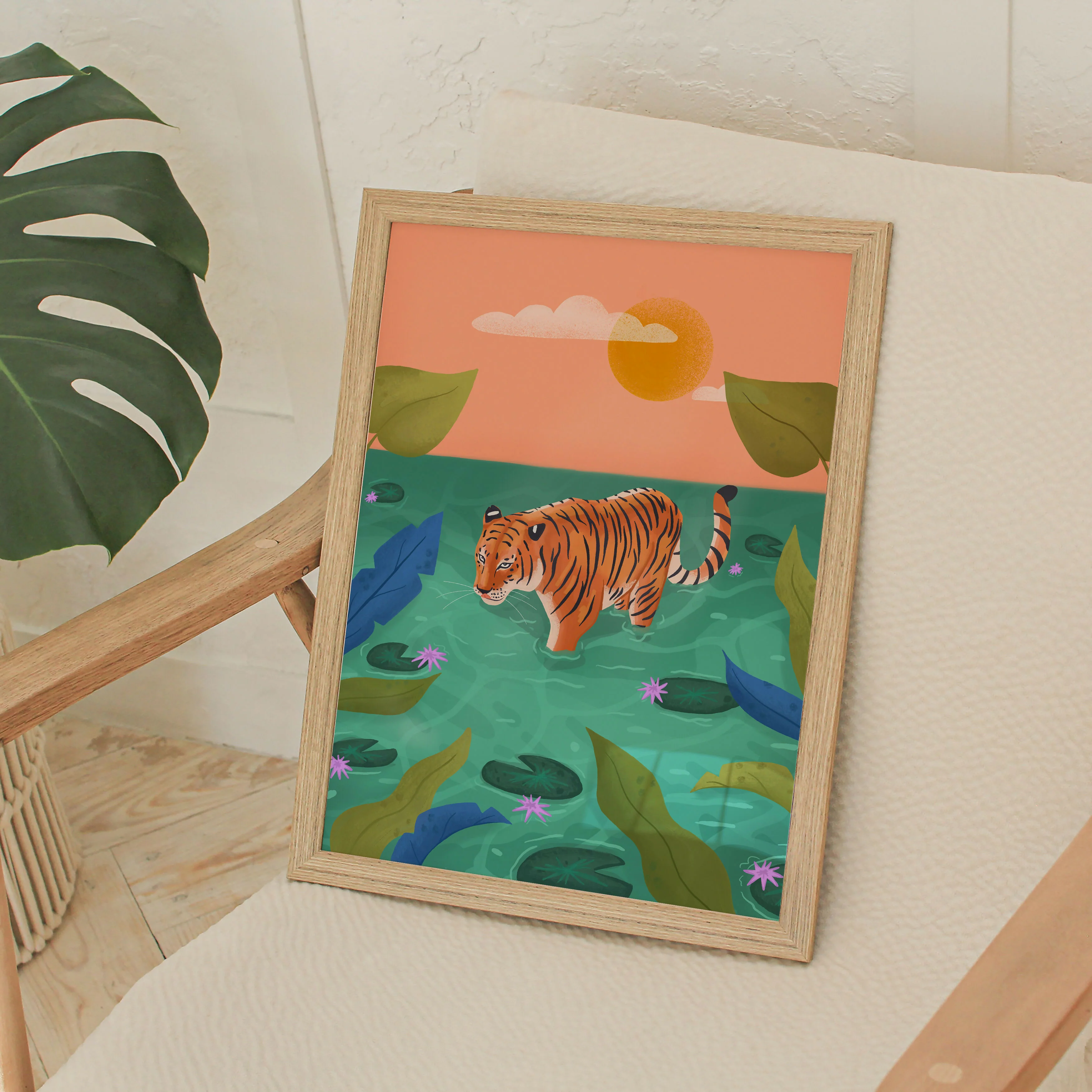 Tropical Tiger Art Print: Jungle Illustration, Kids Room Decor (A4) - Image 3