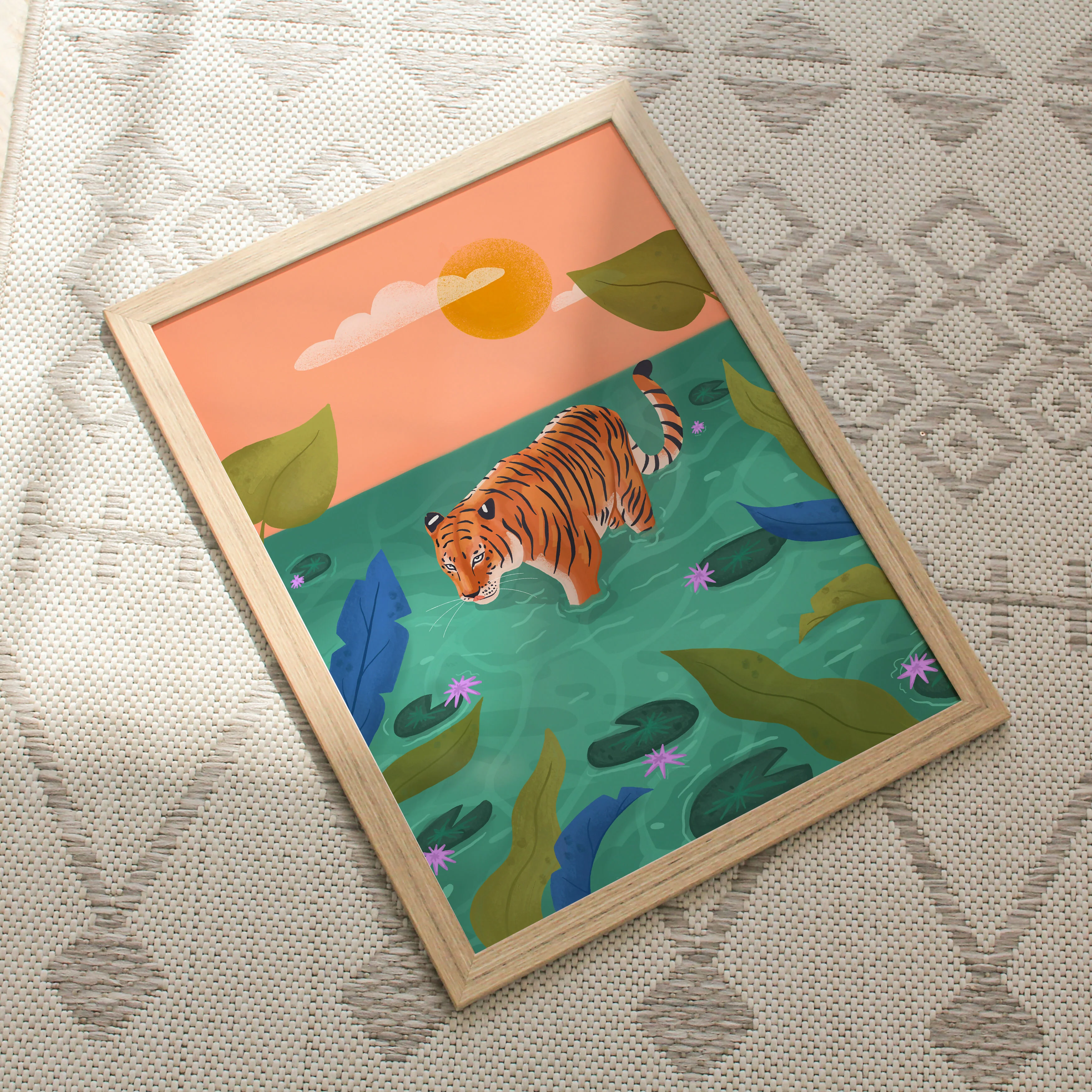 Tropical Tiger Art Print: Jungle Illustration, Kids Room Decor (A4) - Image 4