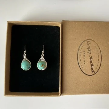 Turquoise Drop Earrings, Sterling Silver - Image 10