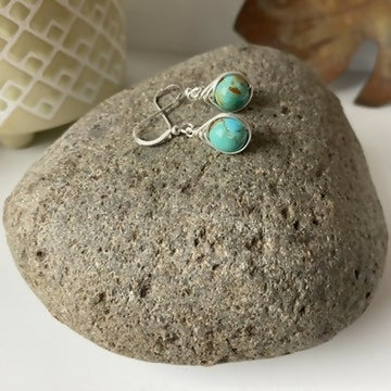 Turquoise Drop Earrings, Sterling Silver - Image 2