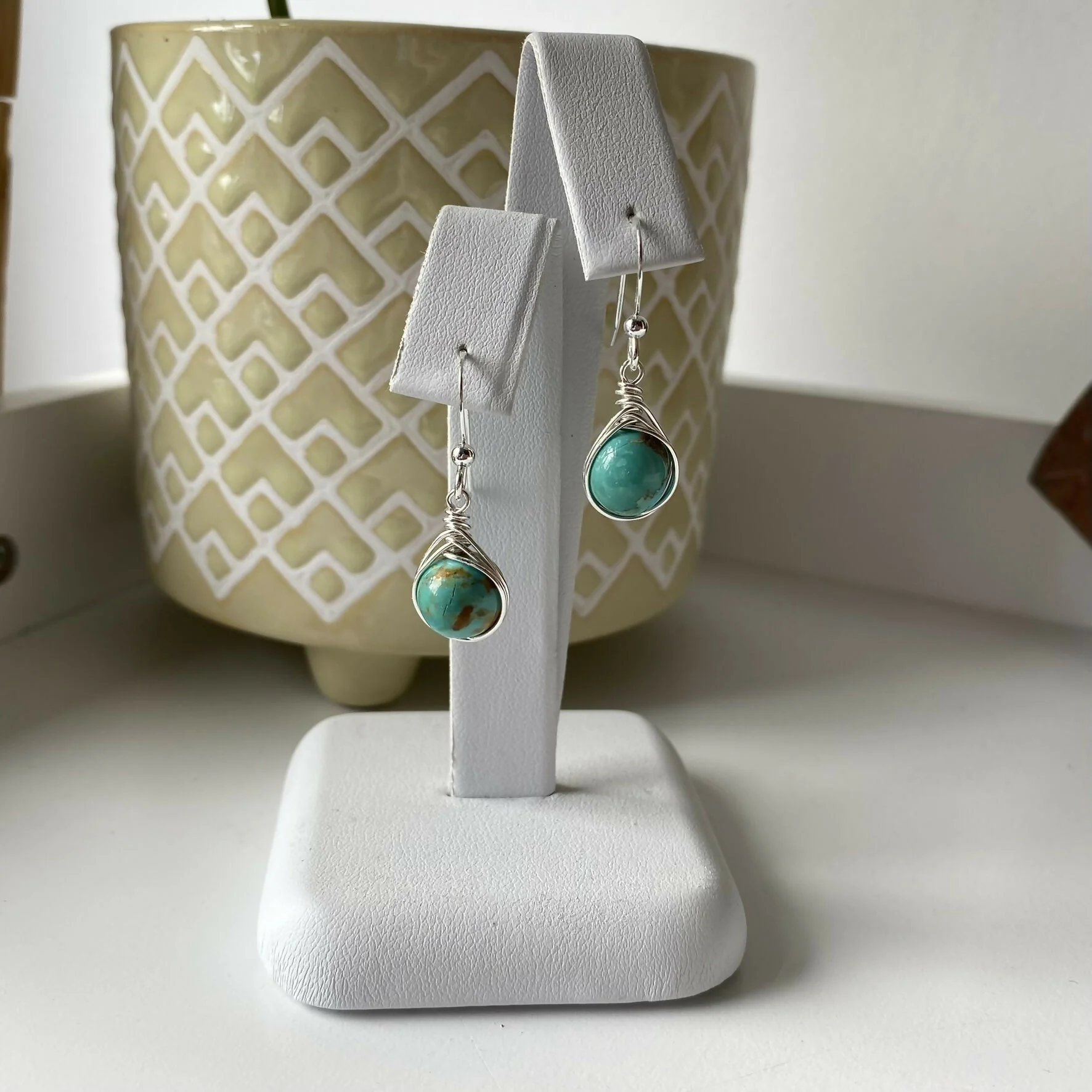 Turquoise Drop Earrings, Sterling Silver - Image 4