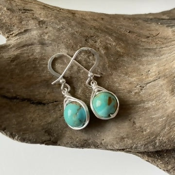 Turquoise Drop Earrings, Sterling Silver - Image 5