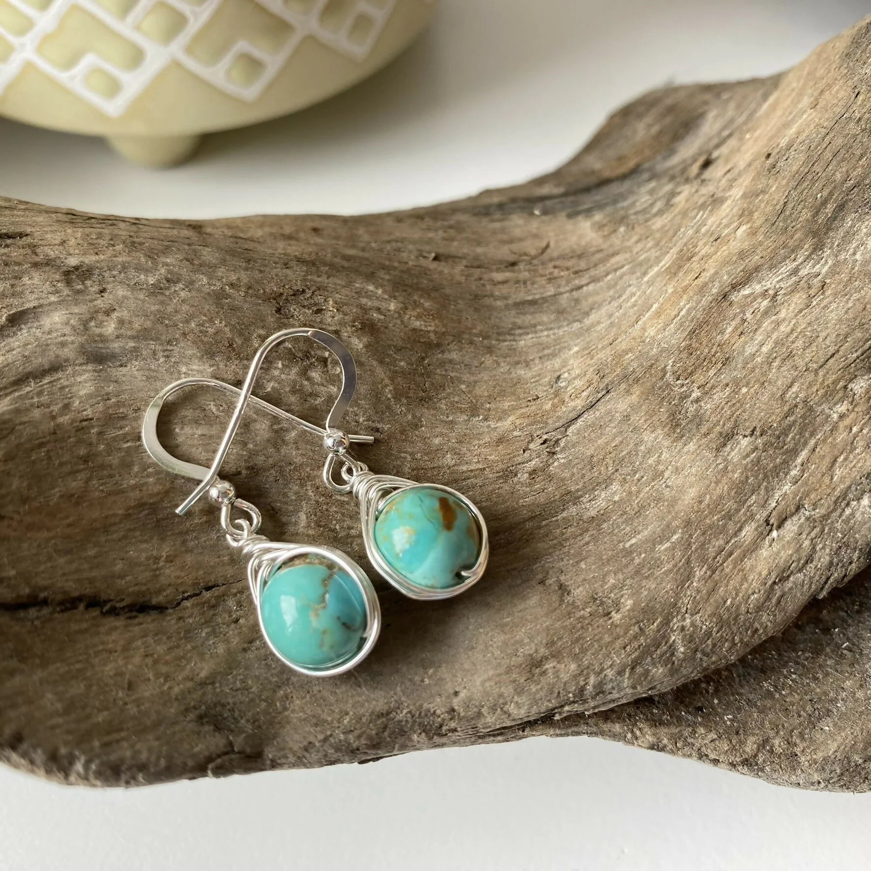 Turquoise Drop Earrings, Sterling Silver - Image 6