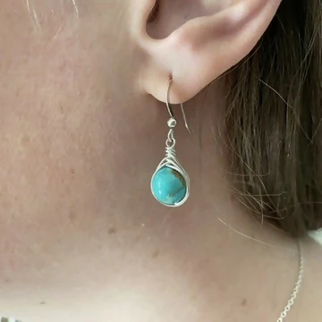 Turquoise Drop Earrings, Sterling Silver - Image 7