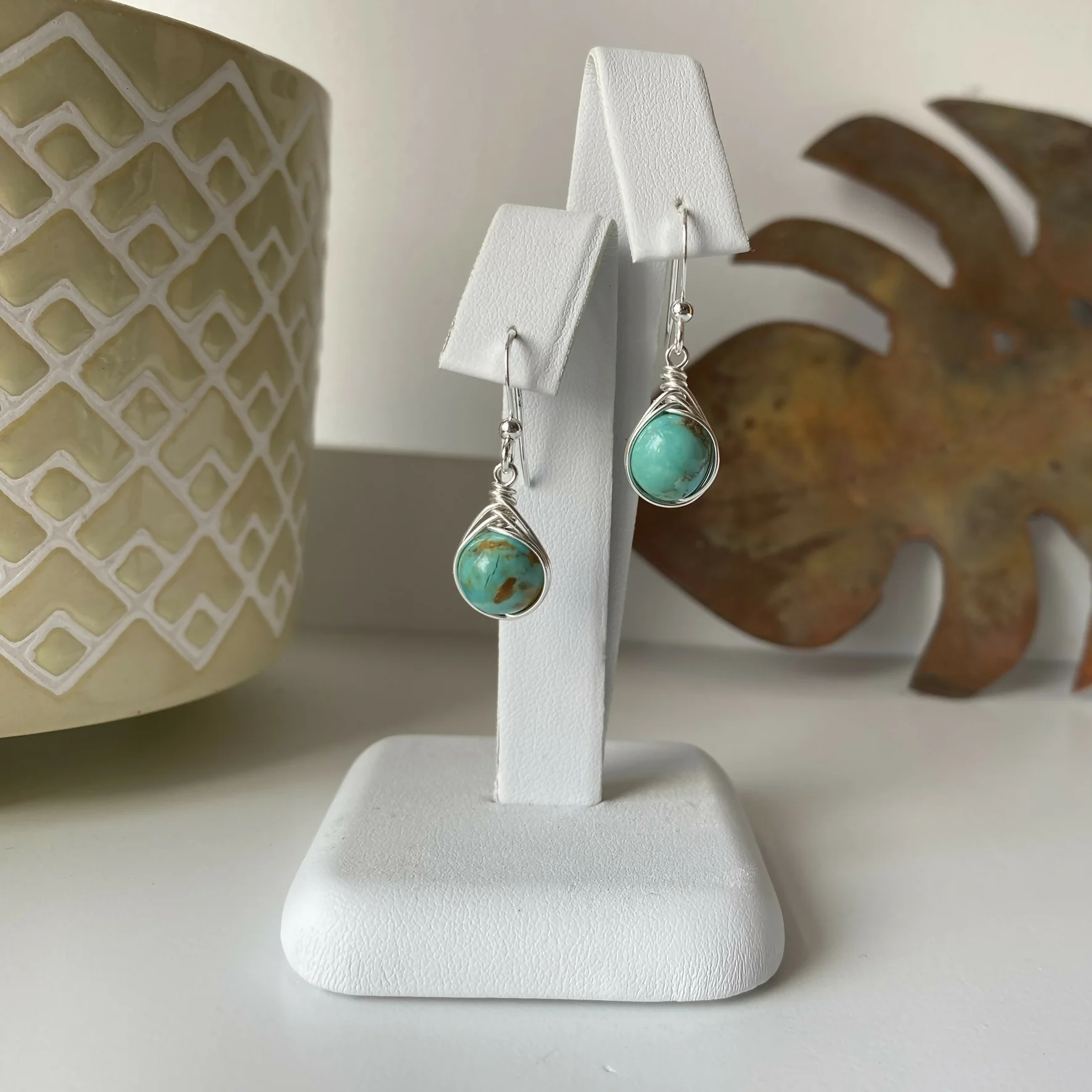 Turquoise Drop Earrings, Sterling Silver - Image 8