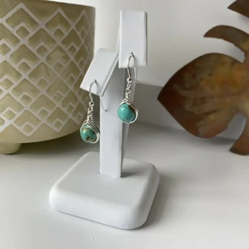 Turquoise Drop Earrings, Sterling Silver - Image 9