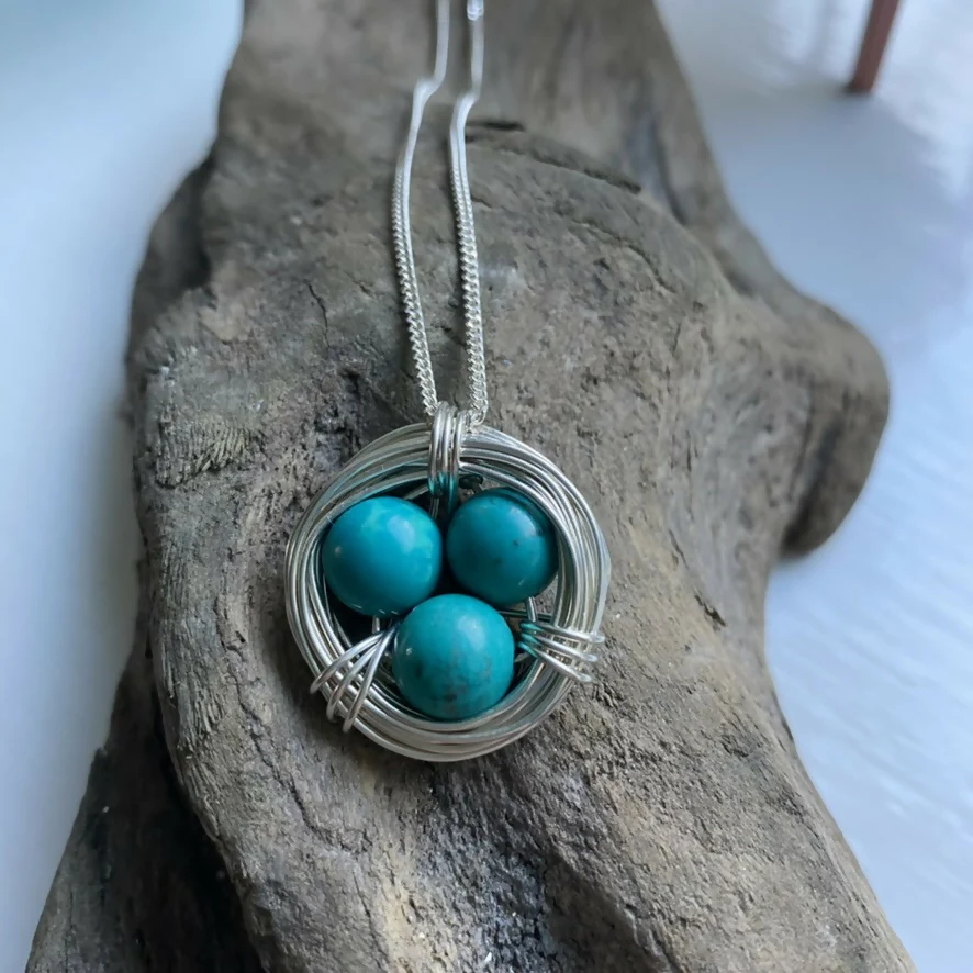 Turquoise Nest Necklace, Sterling Silver - Image 3