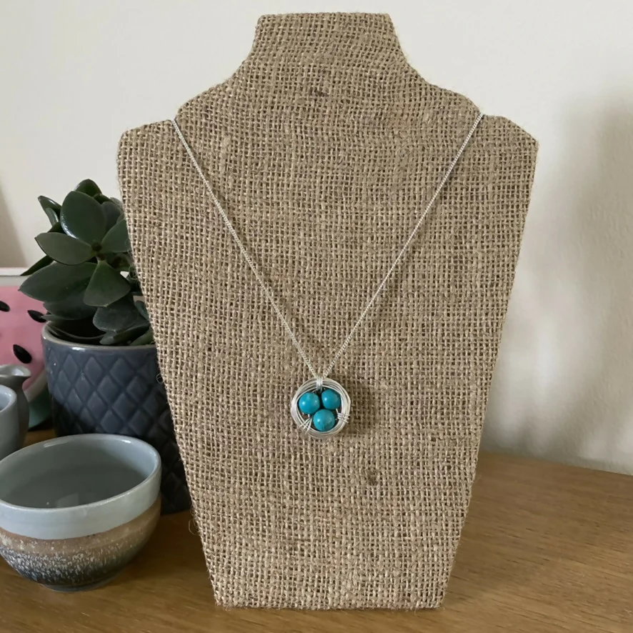 Turquoise Nest Necklace, Sterling Silver - Image 4