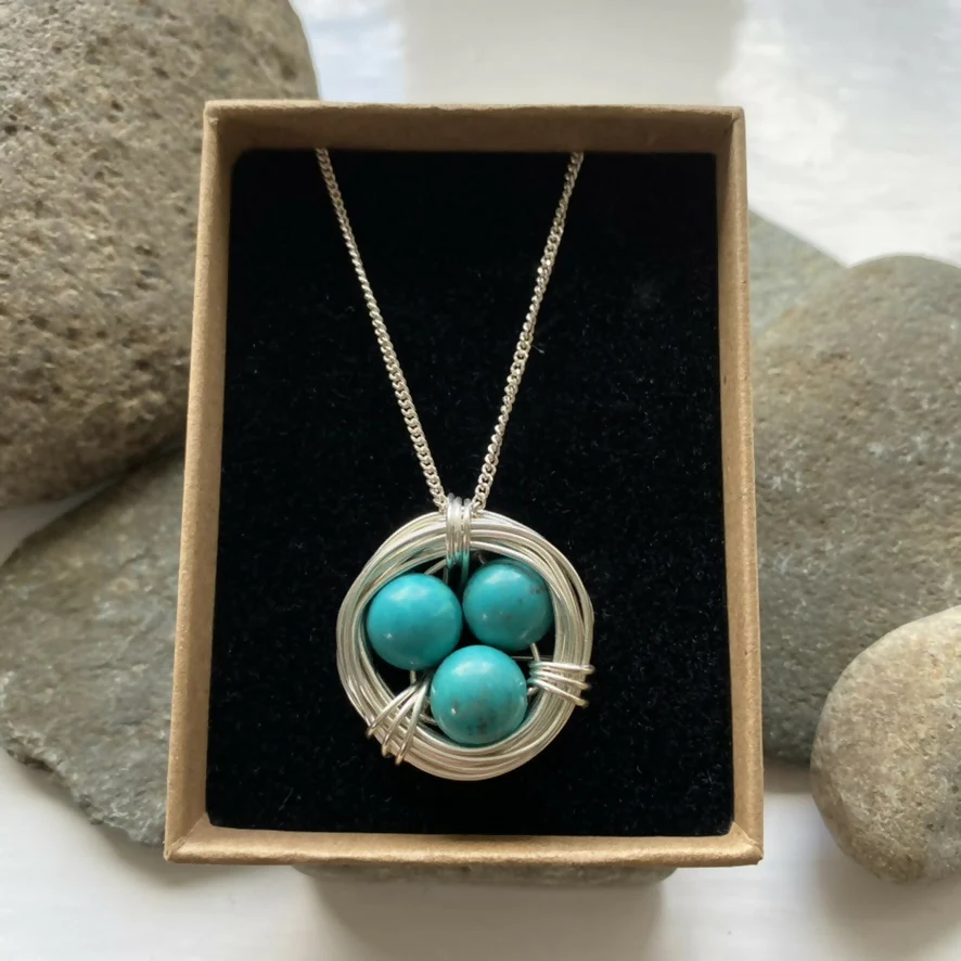 Turquoise Nest Necklace, Sterling Silver - Image 5
