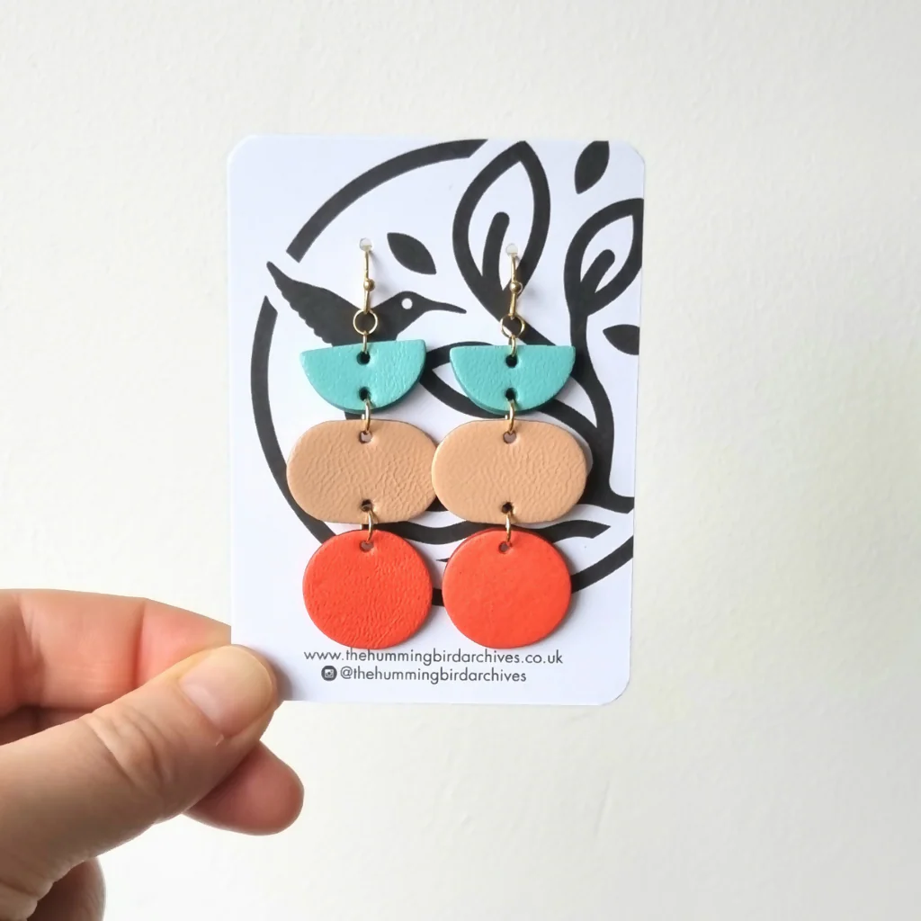 Turquoise, Nude and Red Earrings
