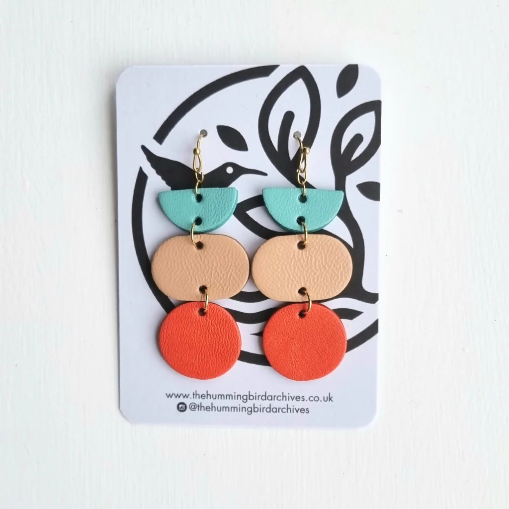Turquoise, Nude and Red Earrings - Image 2