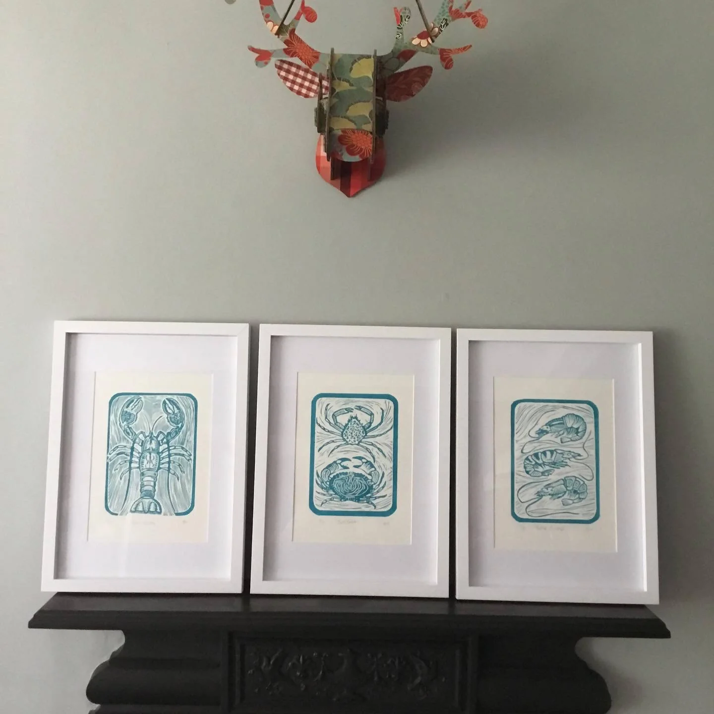 Two Crabs Framed Lino Cut Print - Image 6
