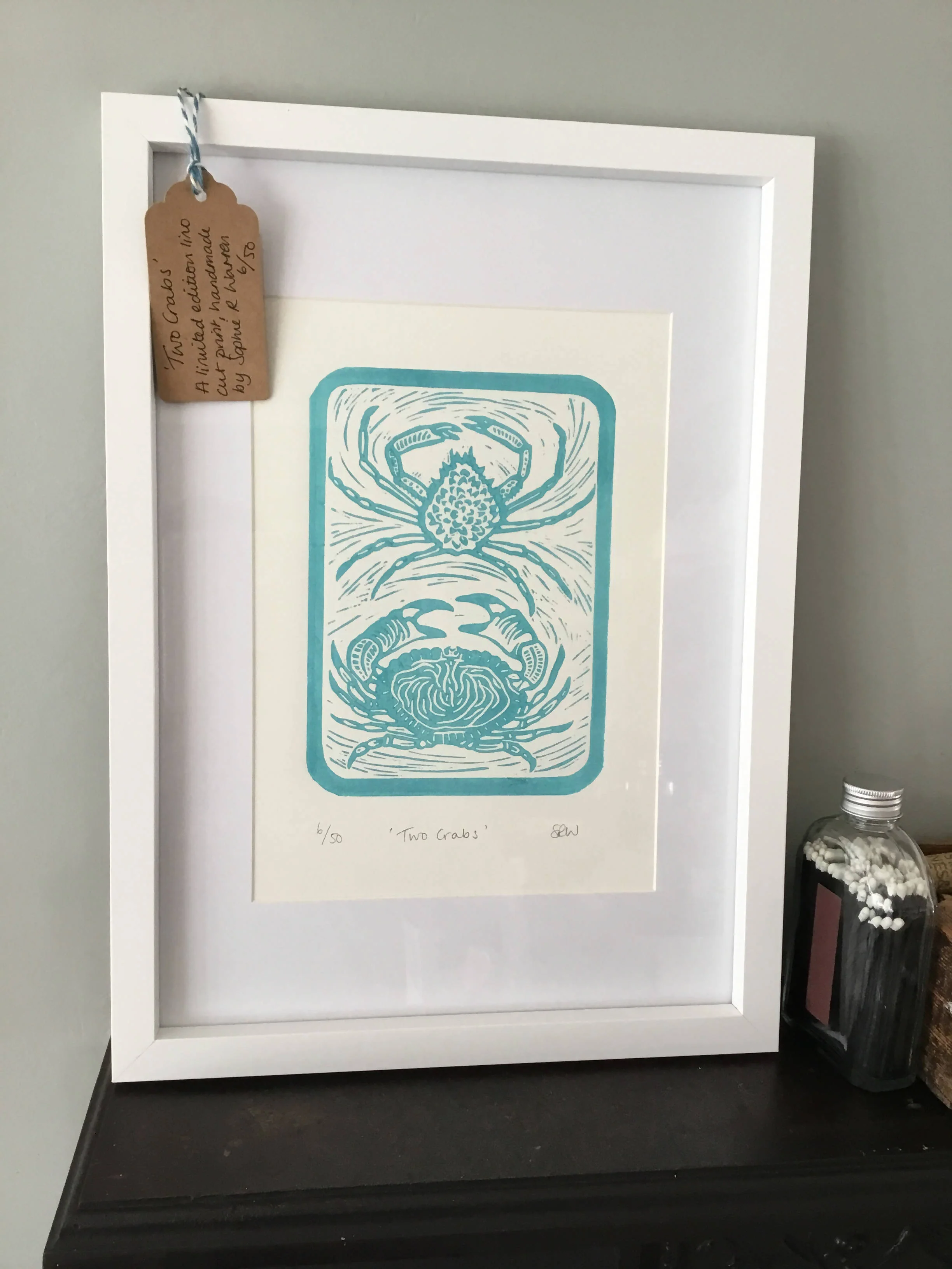 Two Crabs Framed Lino Cut Print - Image 7