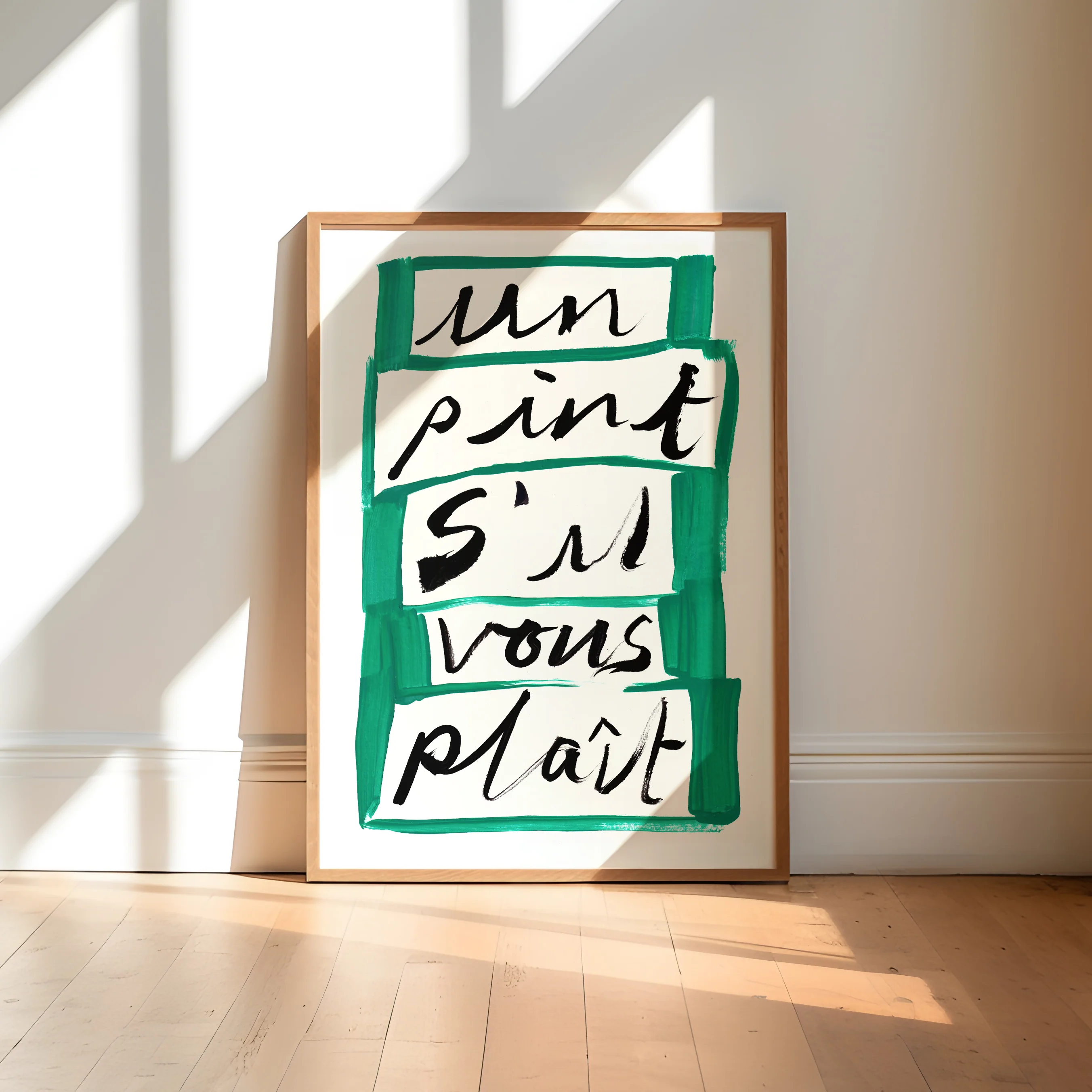 'Un Pint S'il Vous Plait' Hand Painted Art Print