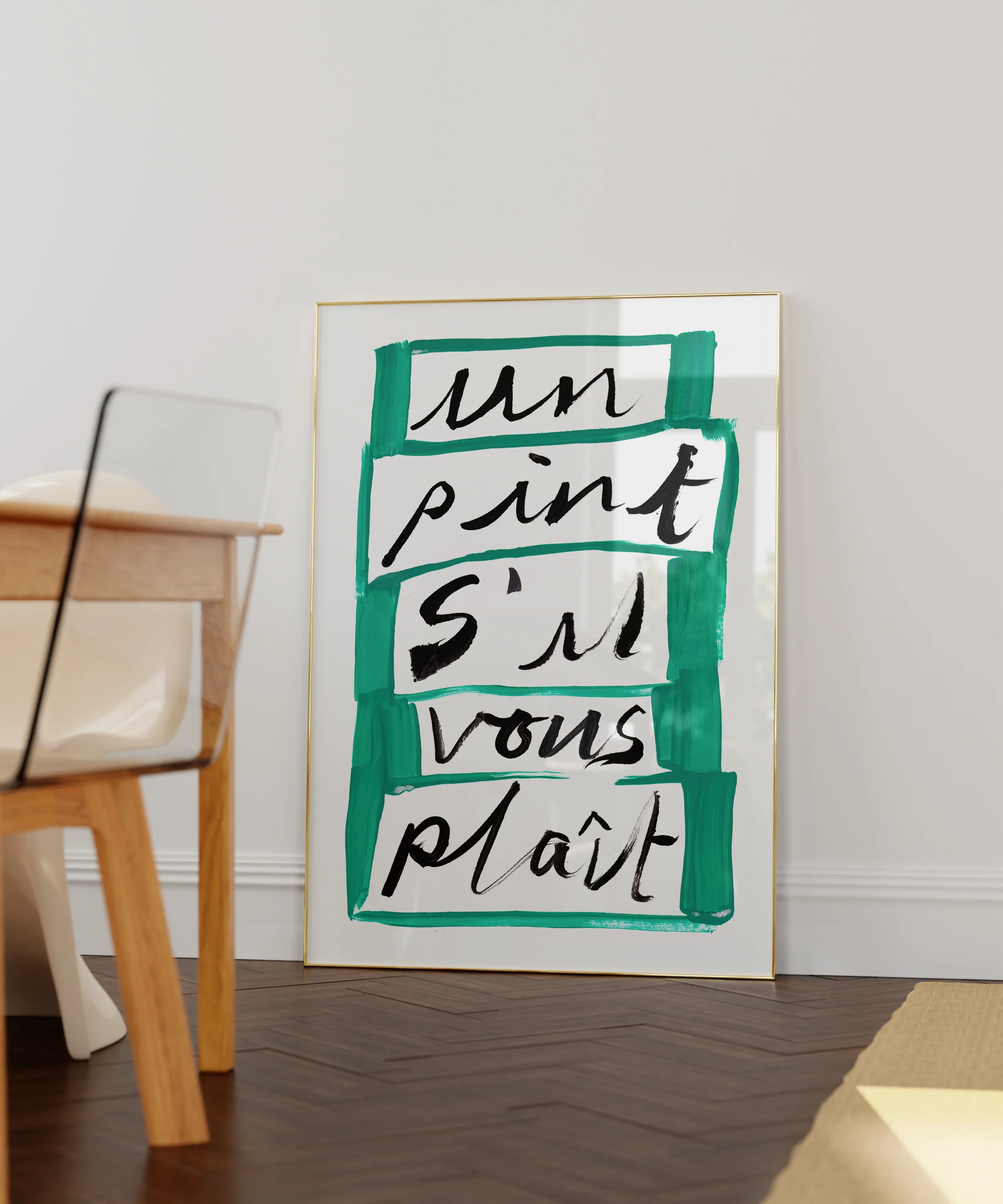 'Un Pint S'il Vous Plait' Hand Painted Art Print - Image 4