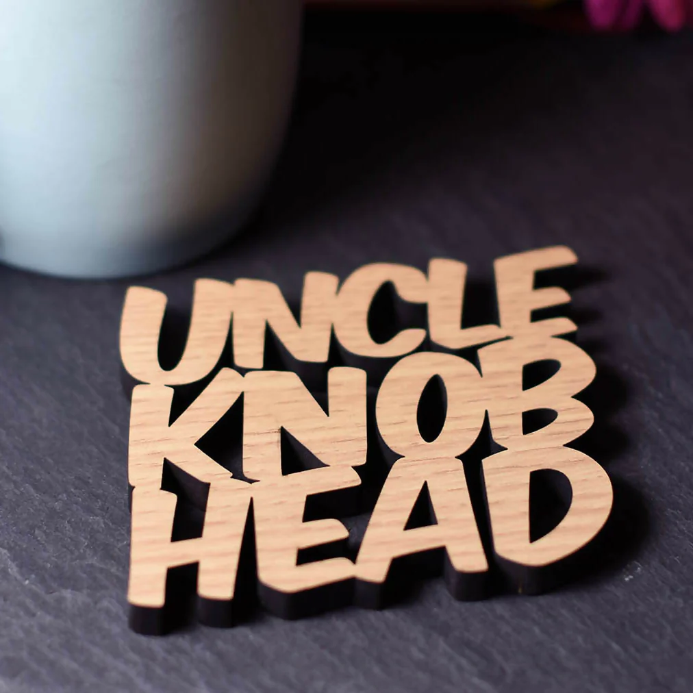 Uncle Knob Head Laser Cut Wooden Coaster