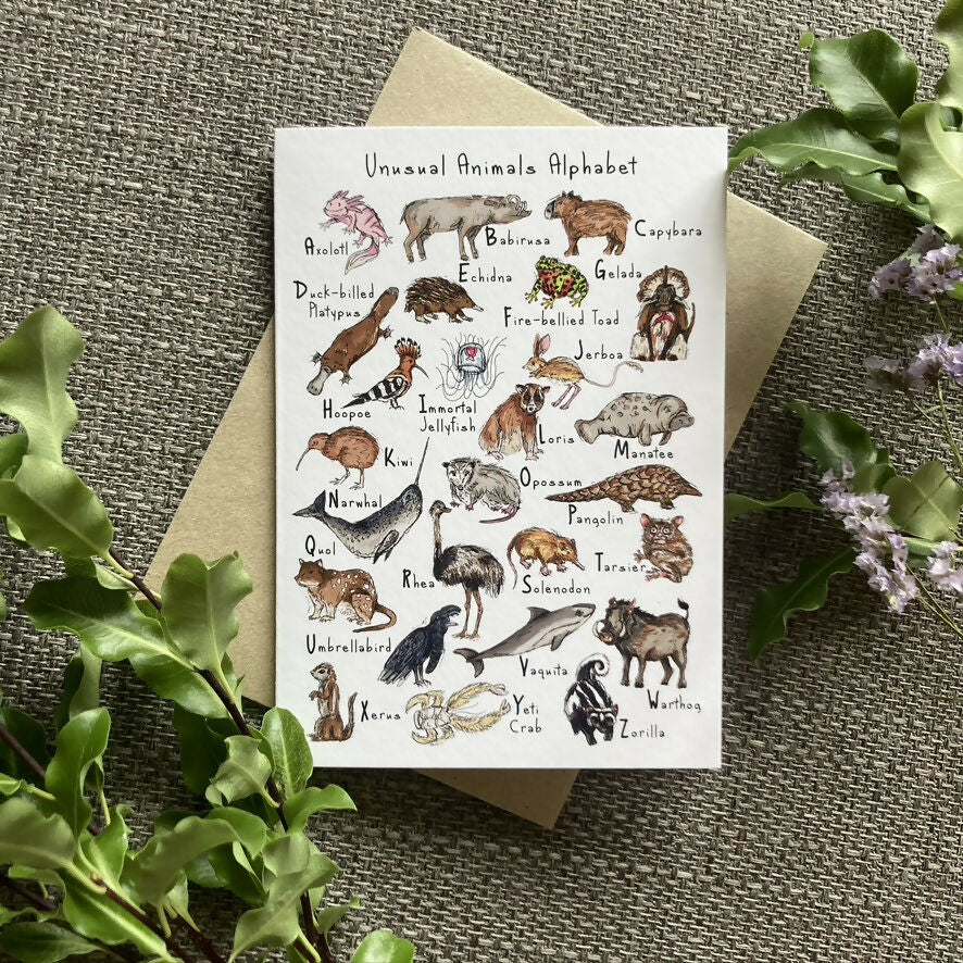 Unusual Animals Alphabet Greetings Card - Image 3