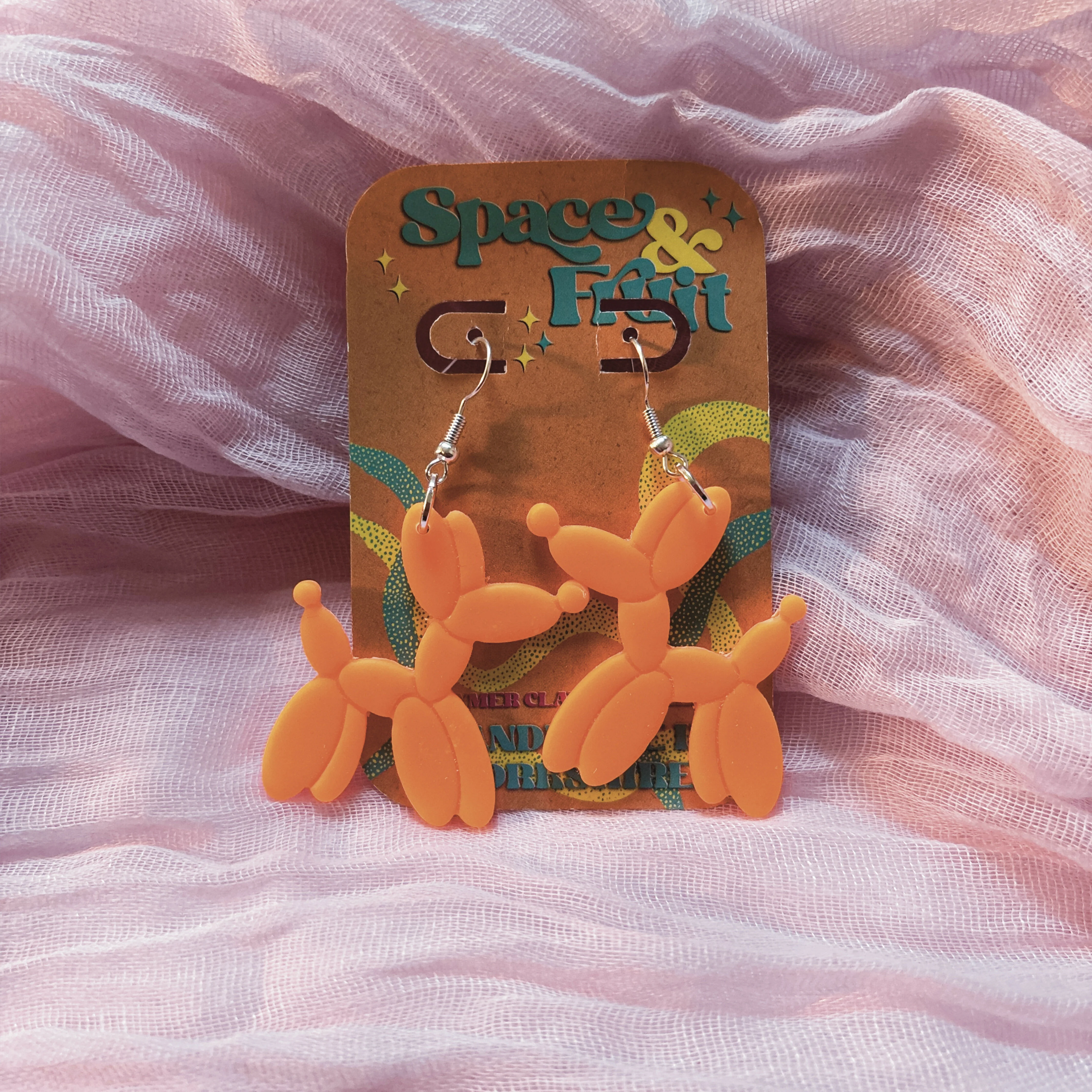 UV Glow Balloon Dog Polymer Clay Earrings - Image 2
