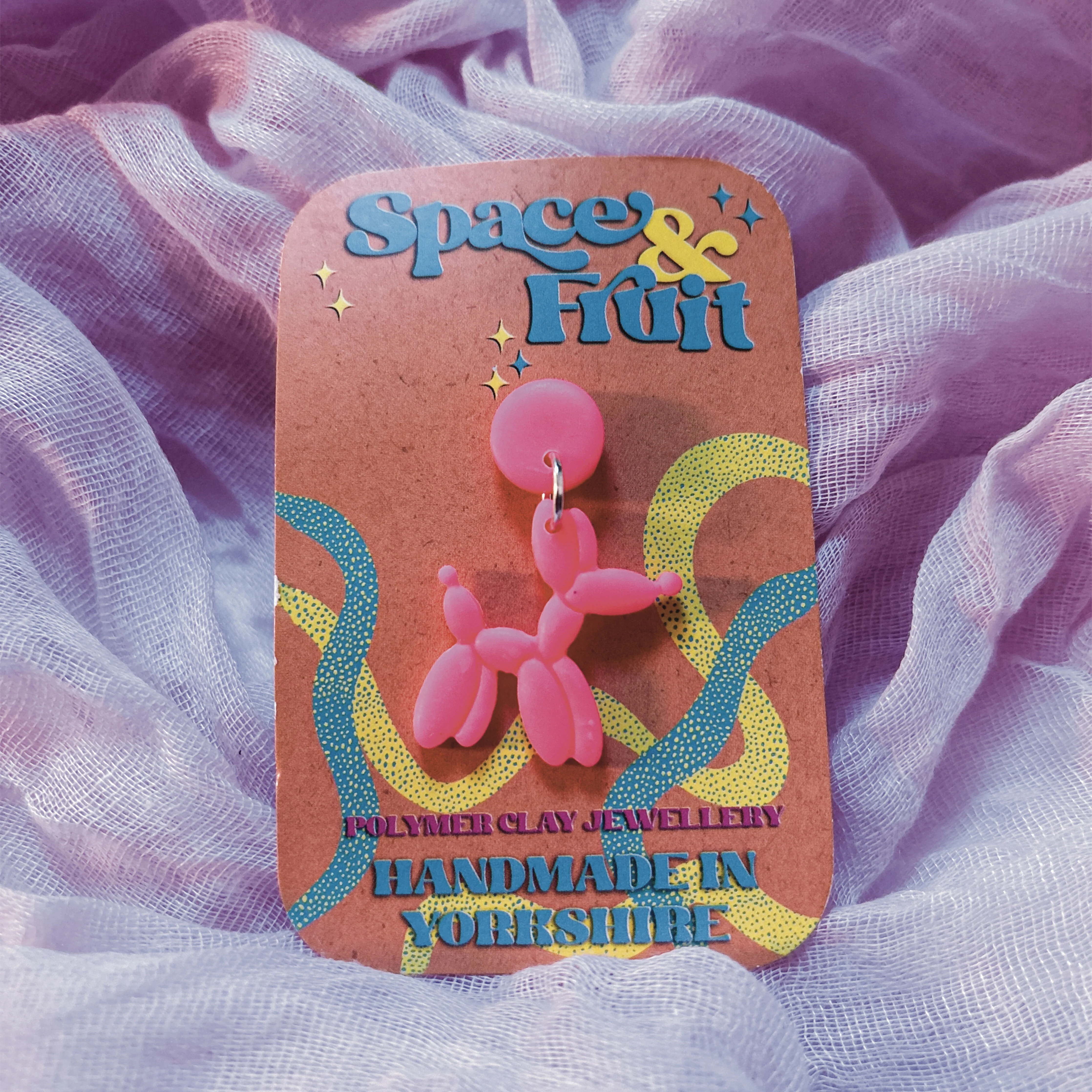 UV Glow Balloon Dog Polymer Clay Pin