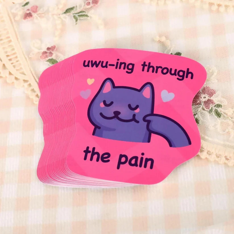 Uwu-ing Through The Pain Cat Sticker