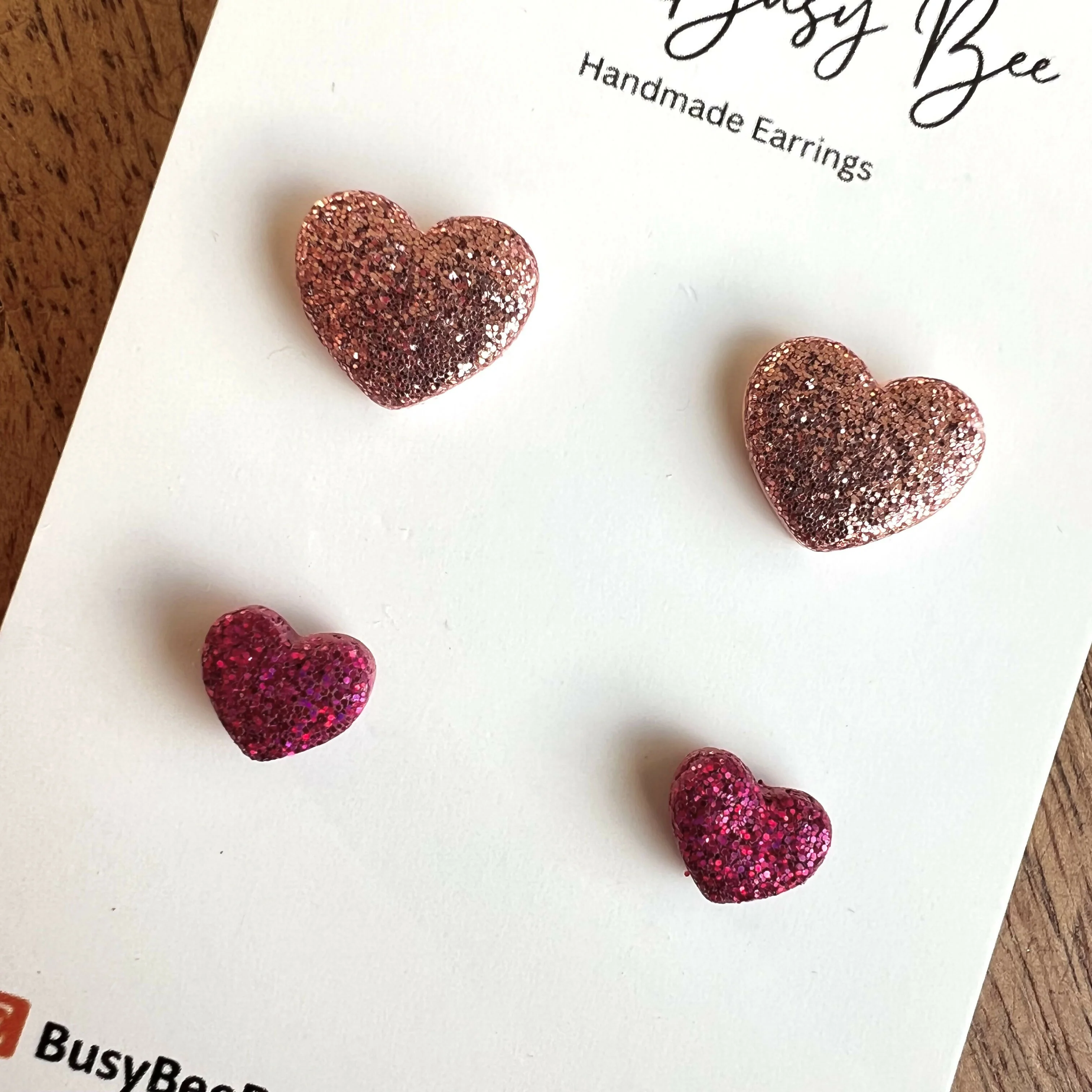 Valentines Day Stud Earrings / Set of 2 pairs of Studs / Handmade Polymer Clay Jewellery - Image 8