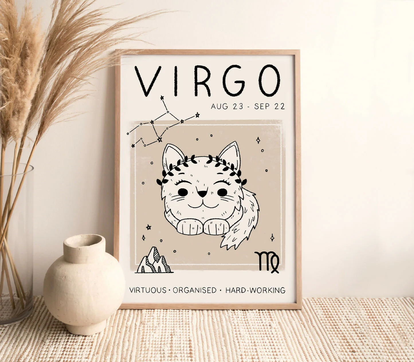 Virgo Star Sign Cat Print