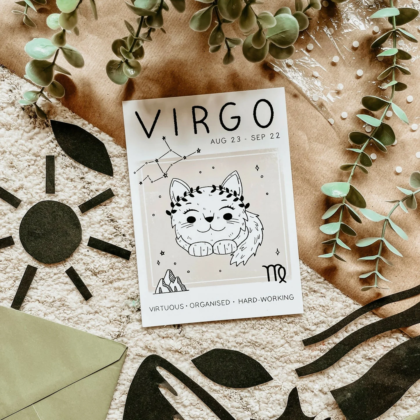 Virgo Star Sign Cat Print - Image 2