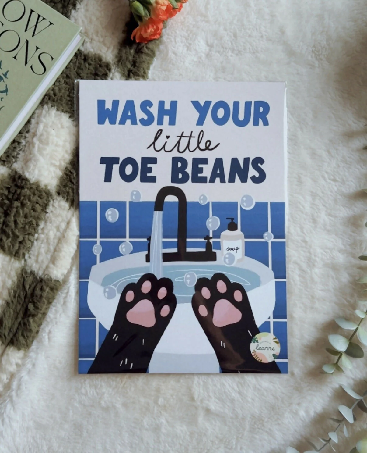 Wash Your Little Toe Beans Cat Print - Image 5